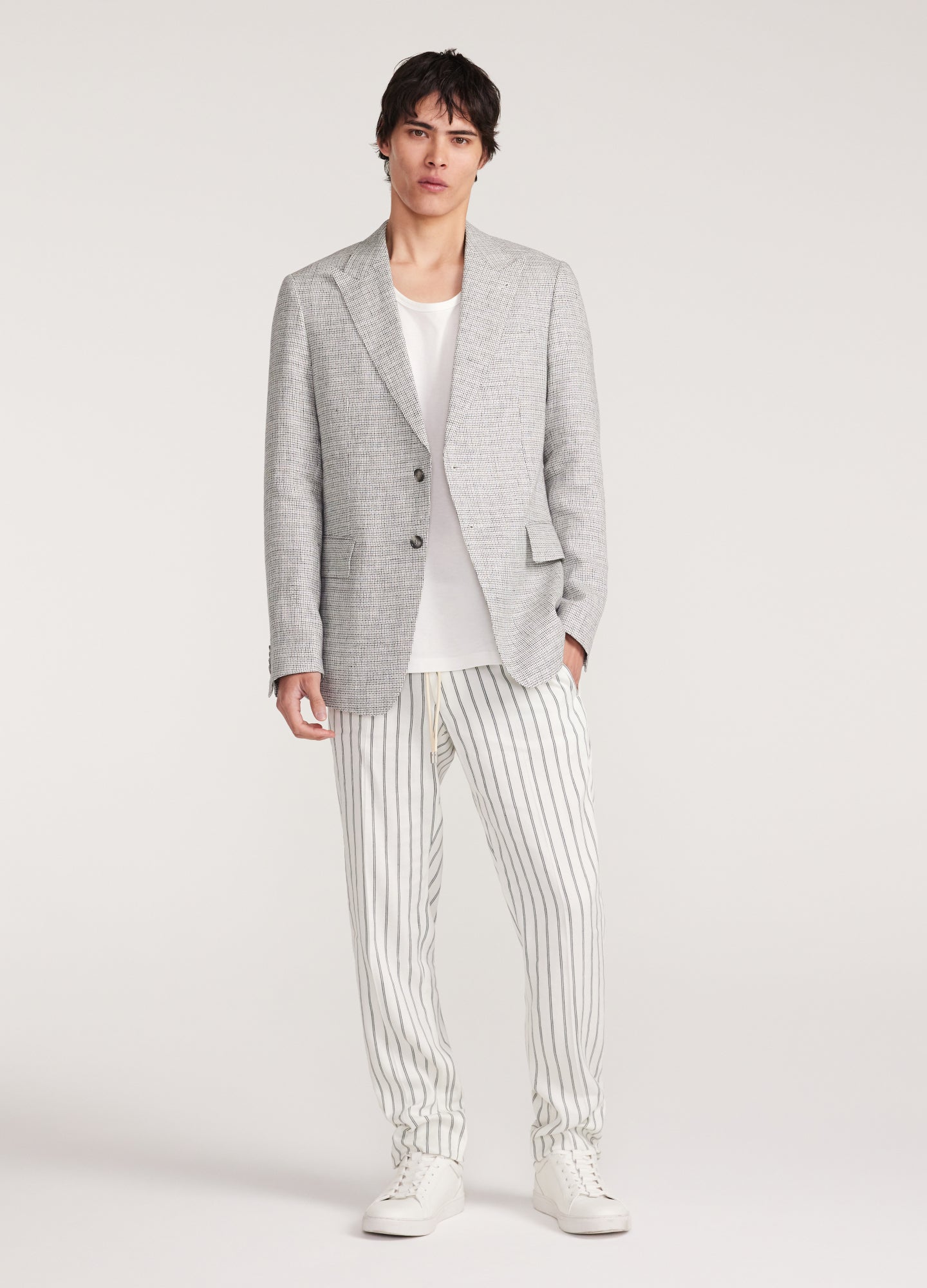 Blazer in lino a quadri Thatch, bianco