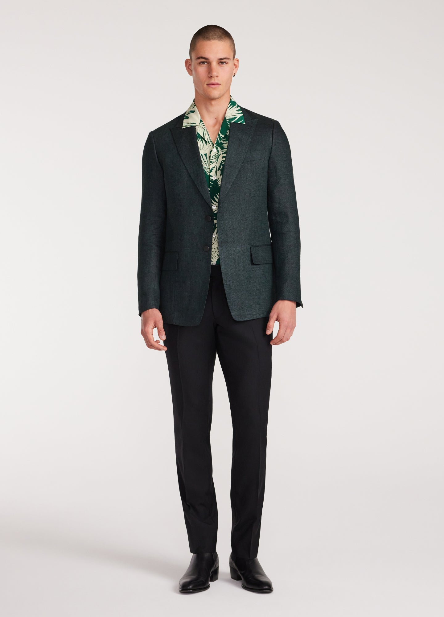 Blazer in seta e lino verde scuro