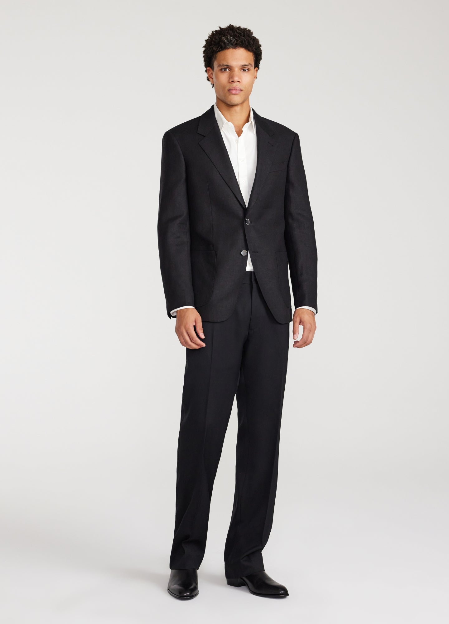 Blazer in lino e lana Hopsack nero
