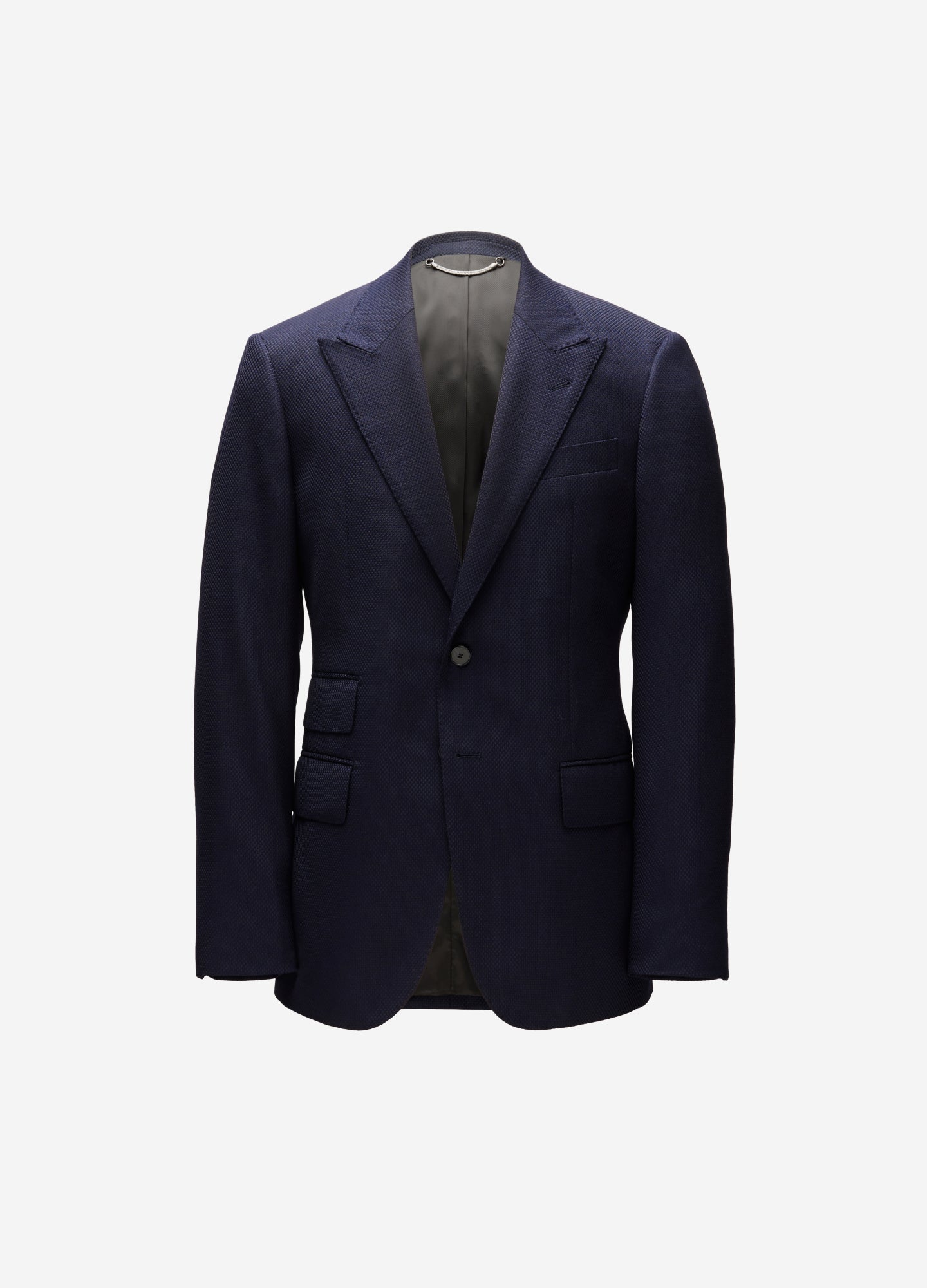 Wool Cashmere Textured Blazer Navy
