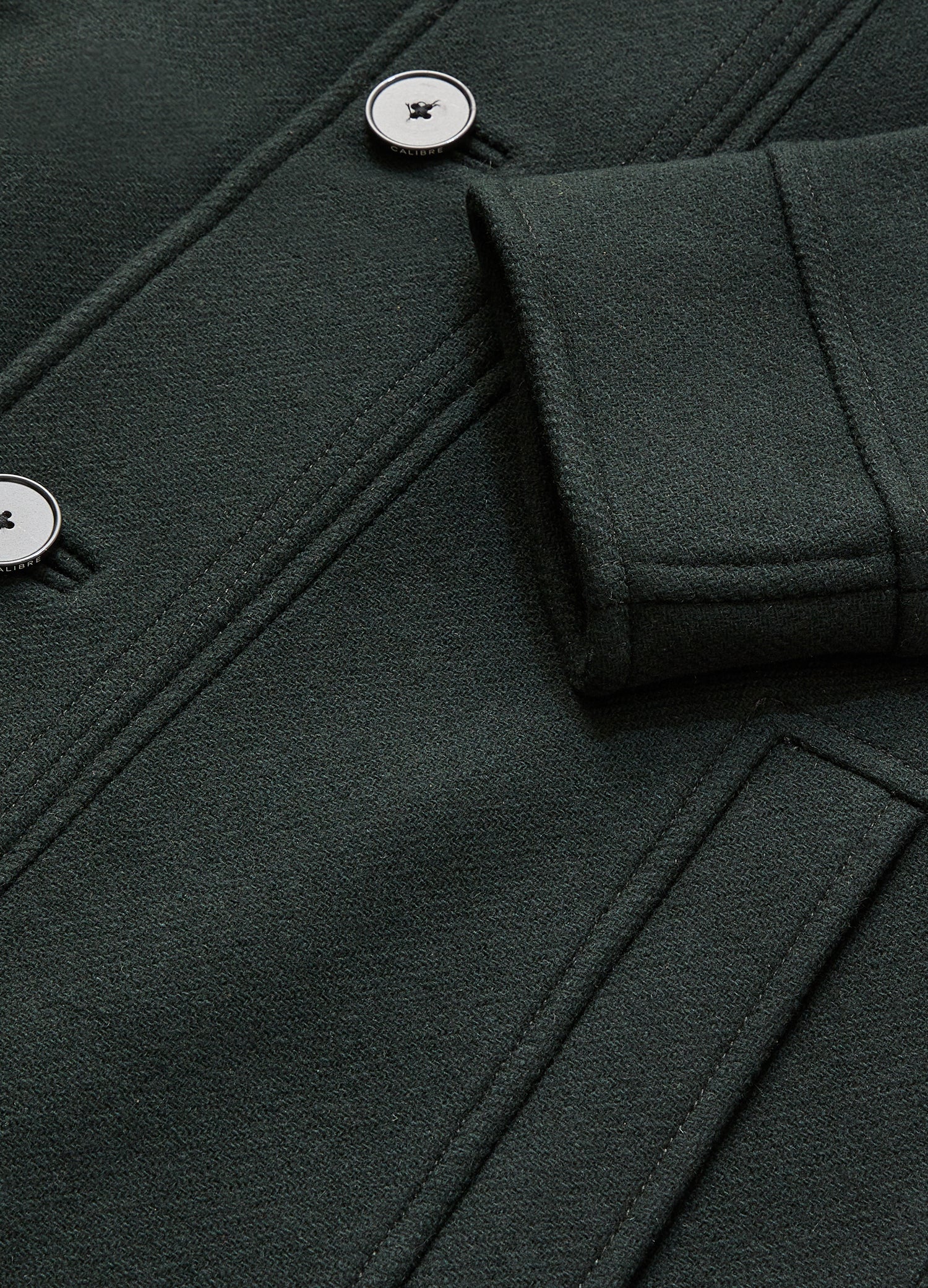 Funnel Neck Melton Coat Dark Green