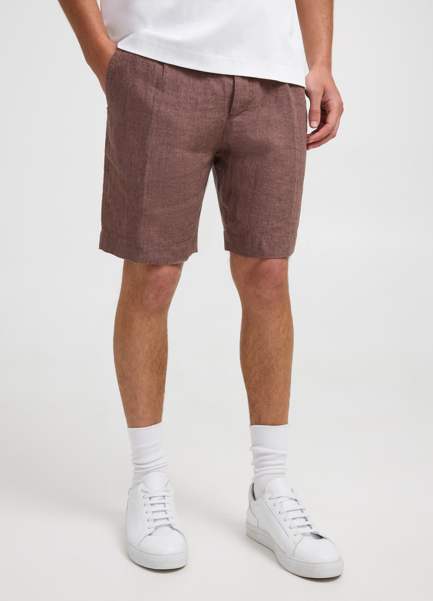 Athletic Linen Shorts Terracotta