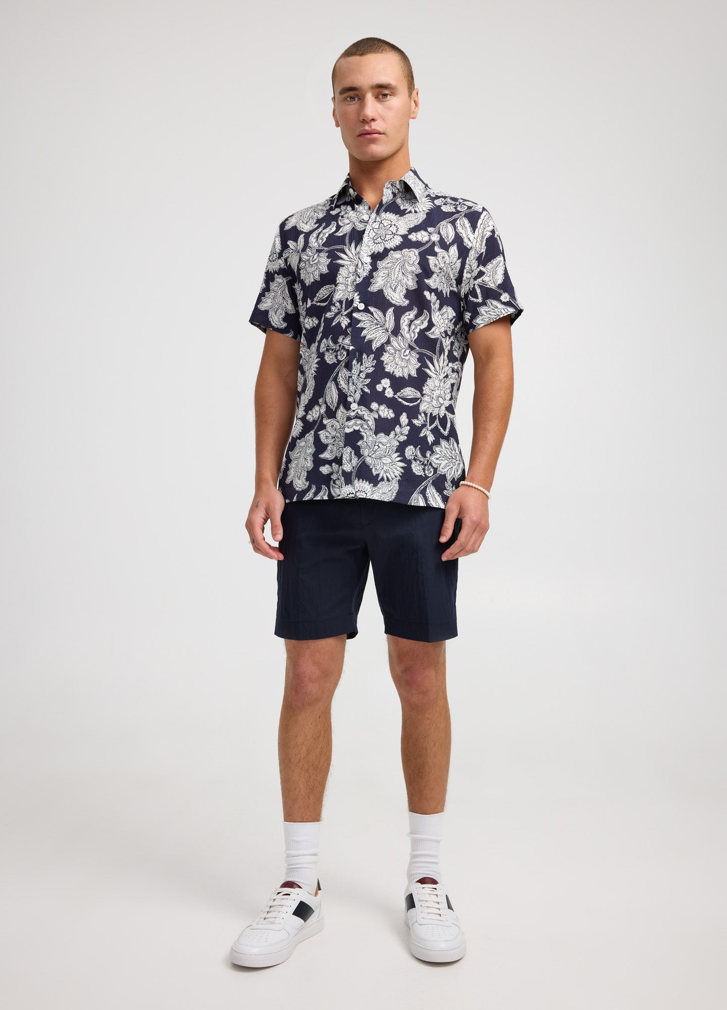 Textured Twill Shorts Navy