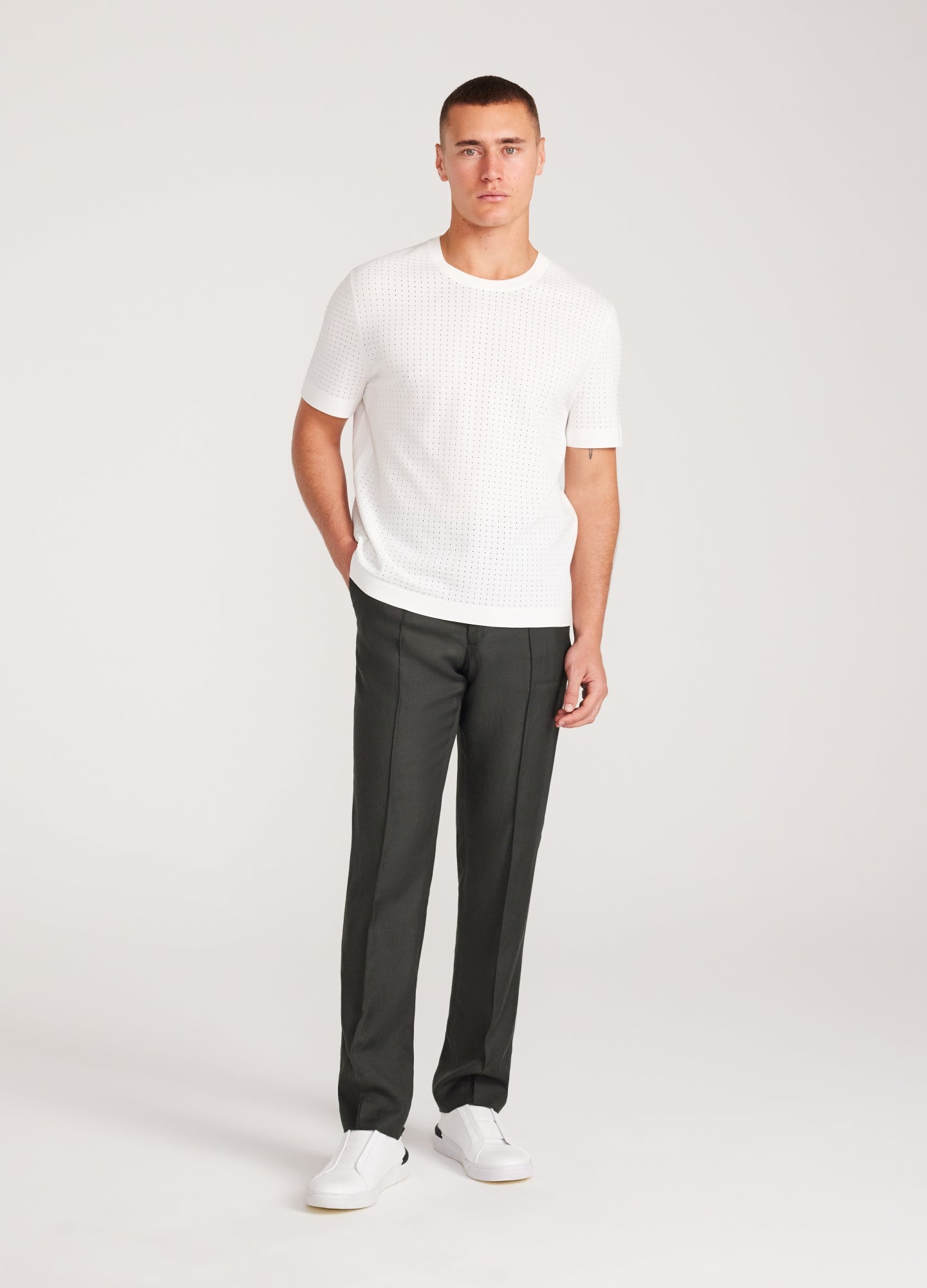 Linen Blend Drawstring Pants Pine