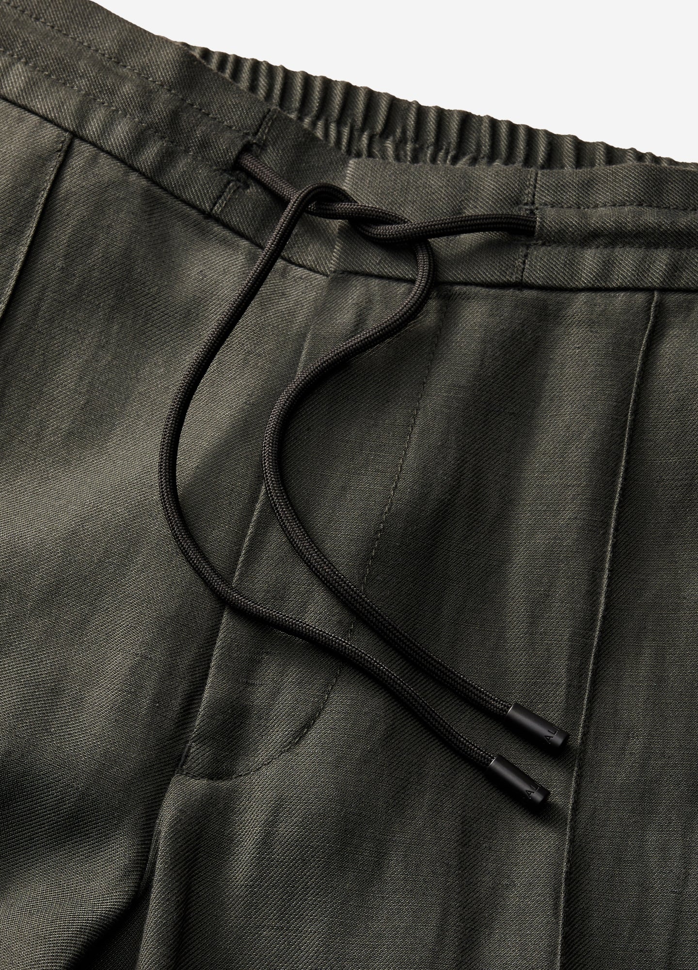 Linen Blend Drawstring Pants Pine