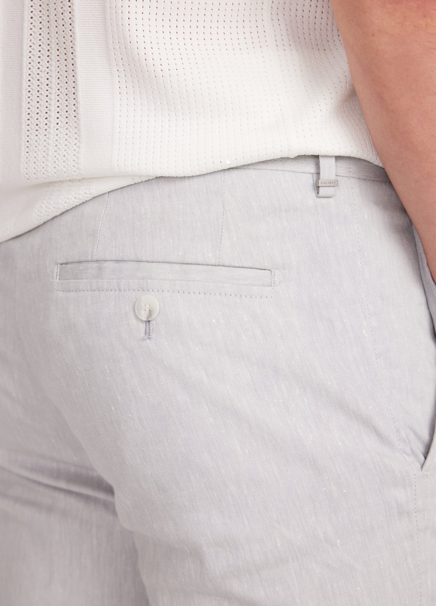 Stretch Linen Cotton Pants Silver
