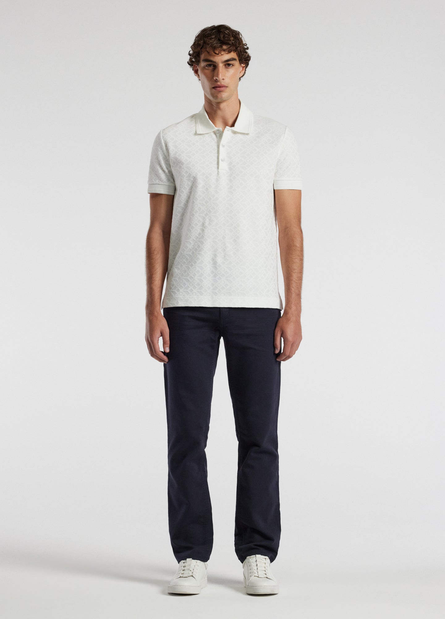 Straight Fit Dobby Denim Jeans Navy