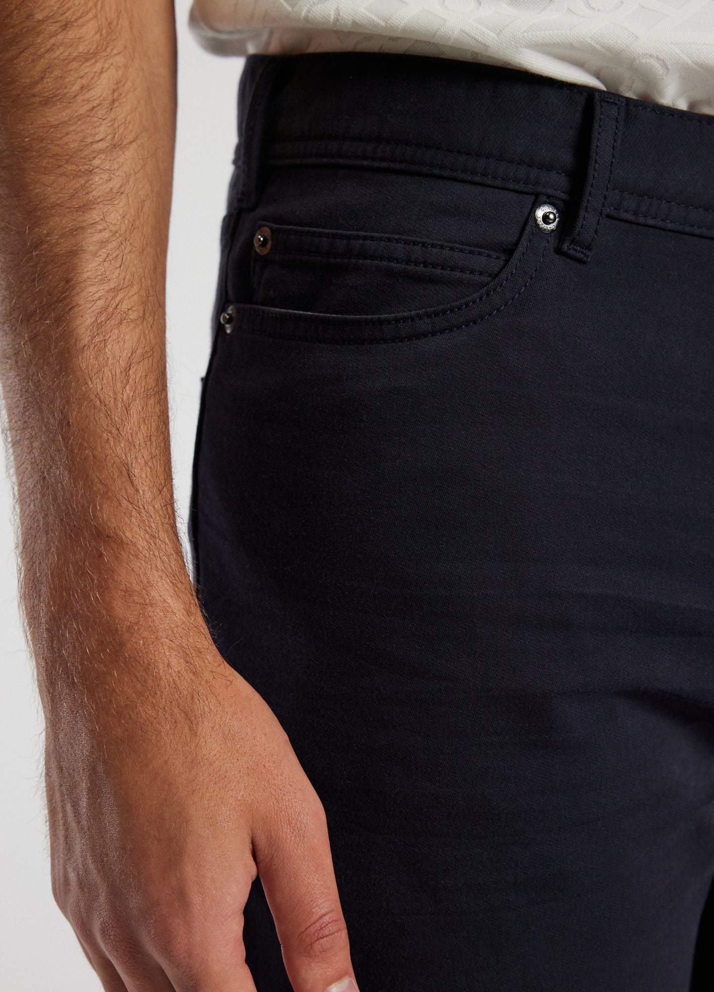 Straight Fit Dobby Denim Jeans Navy