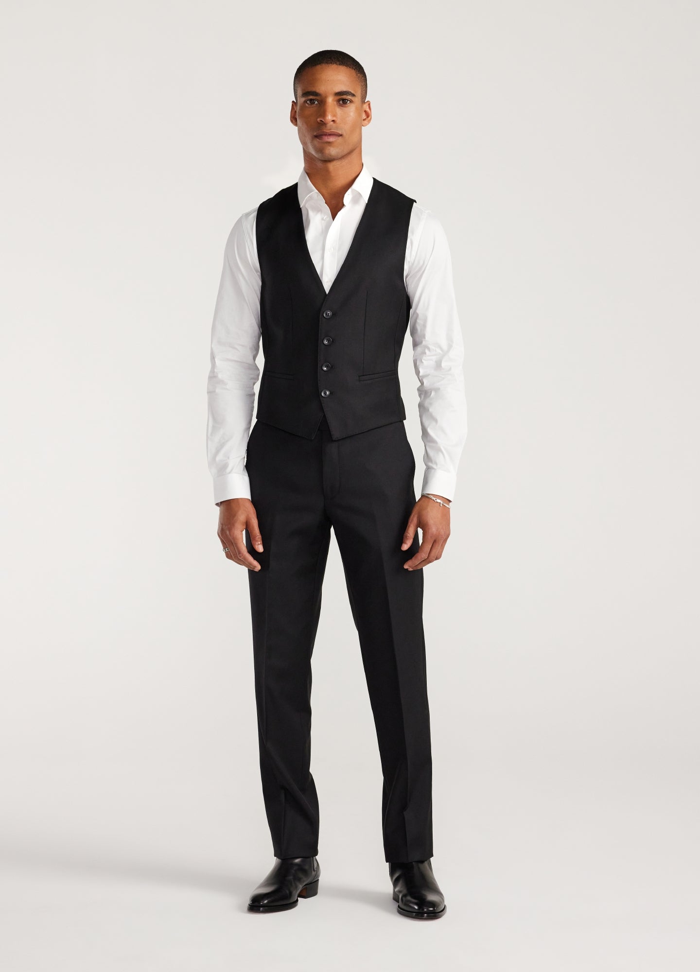 Gilet in twill di lana nero