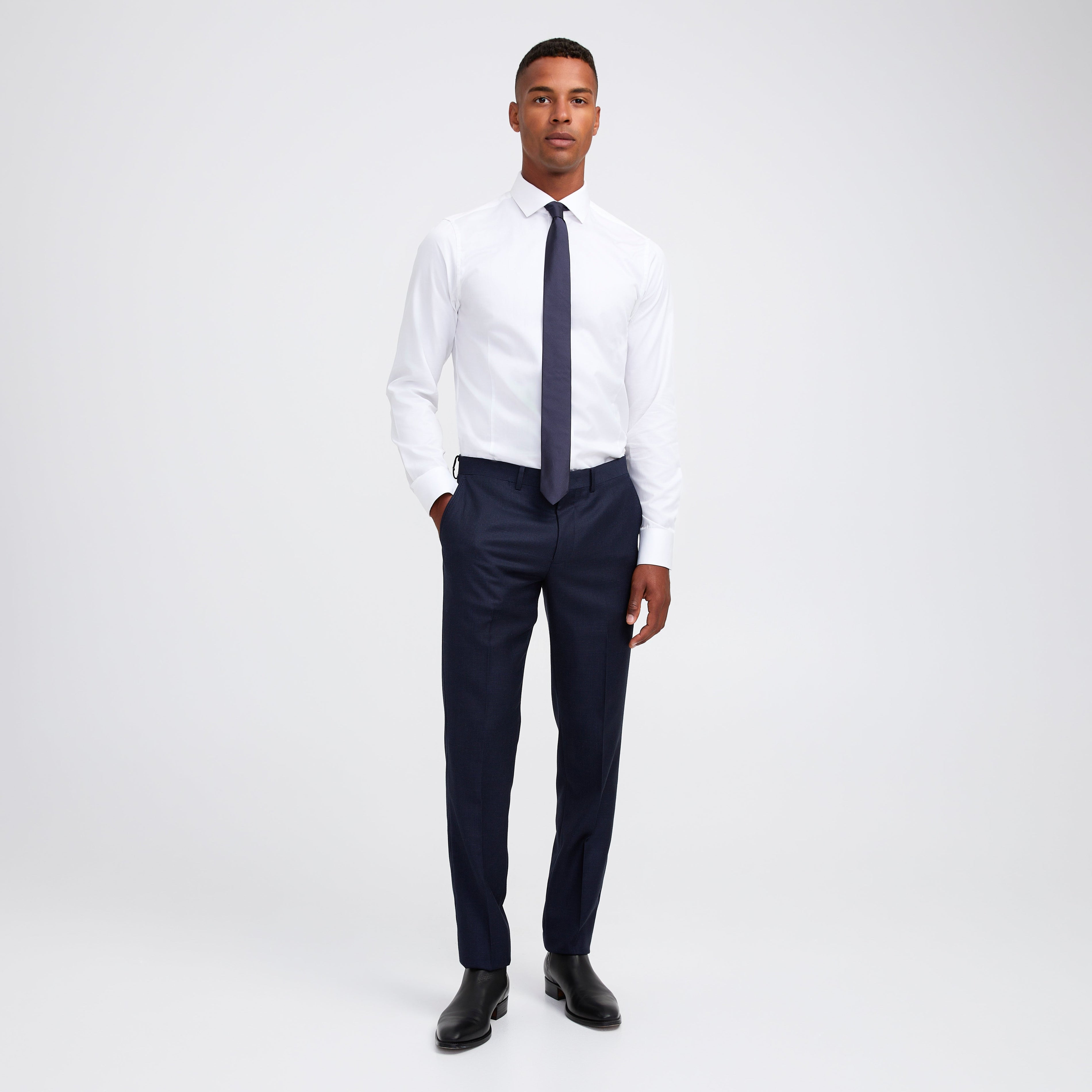 Tonal Basketweave Suit Pant Navy Combo