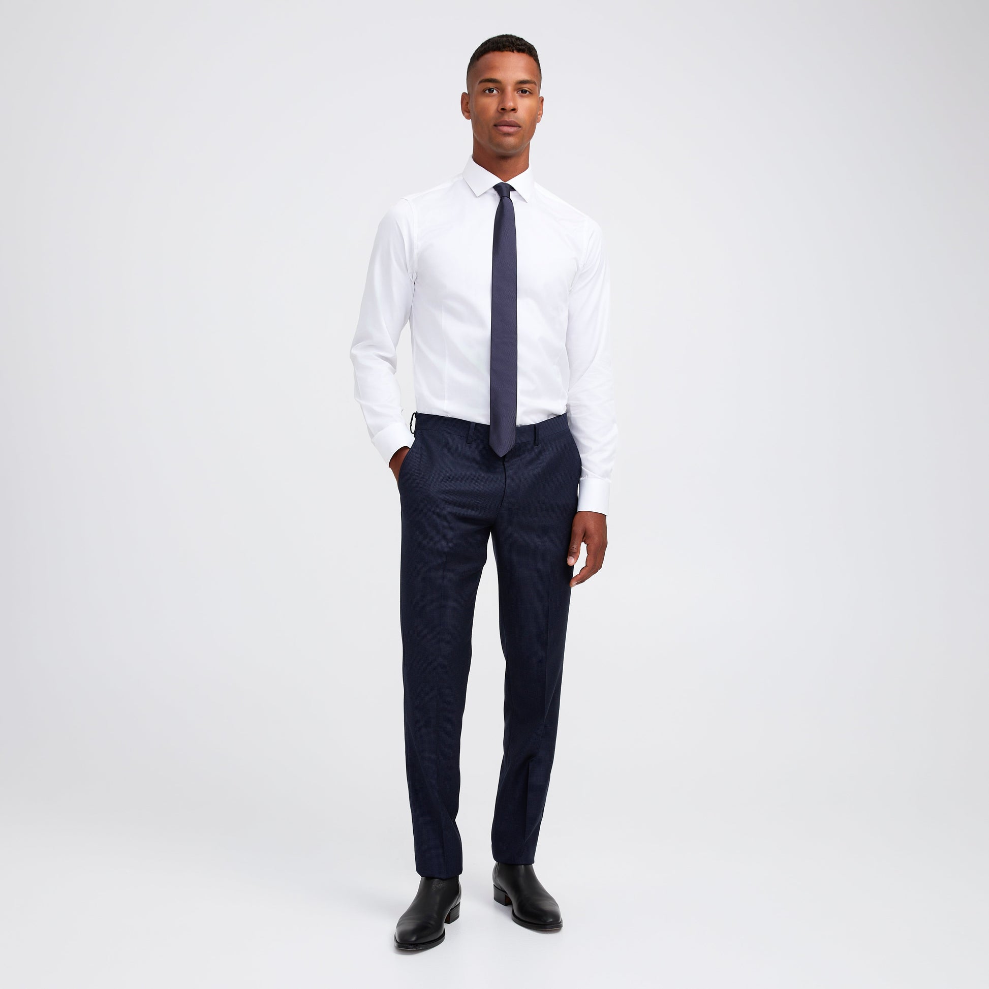 Tonal Basketweave Suit Pant Navy Combo