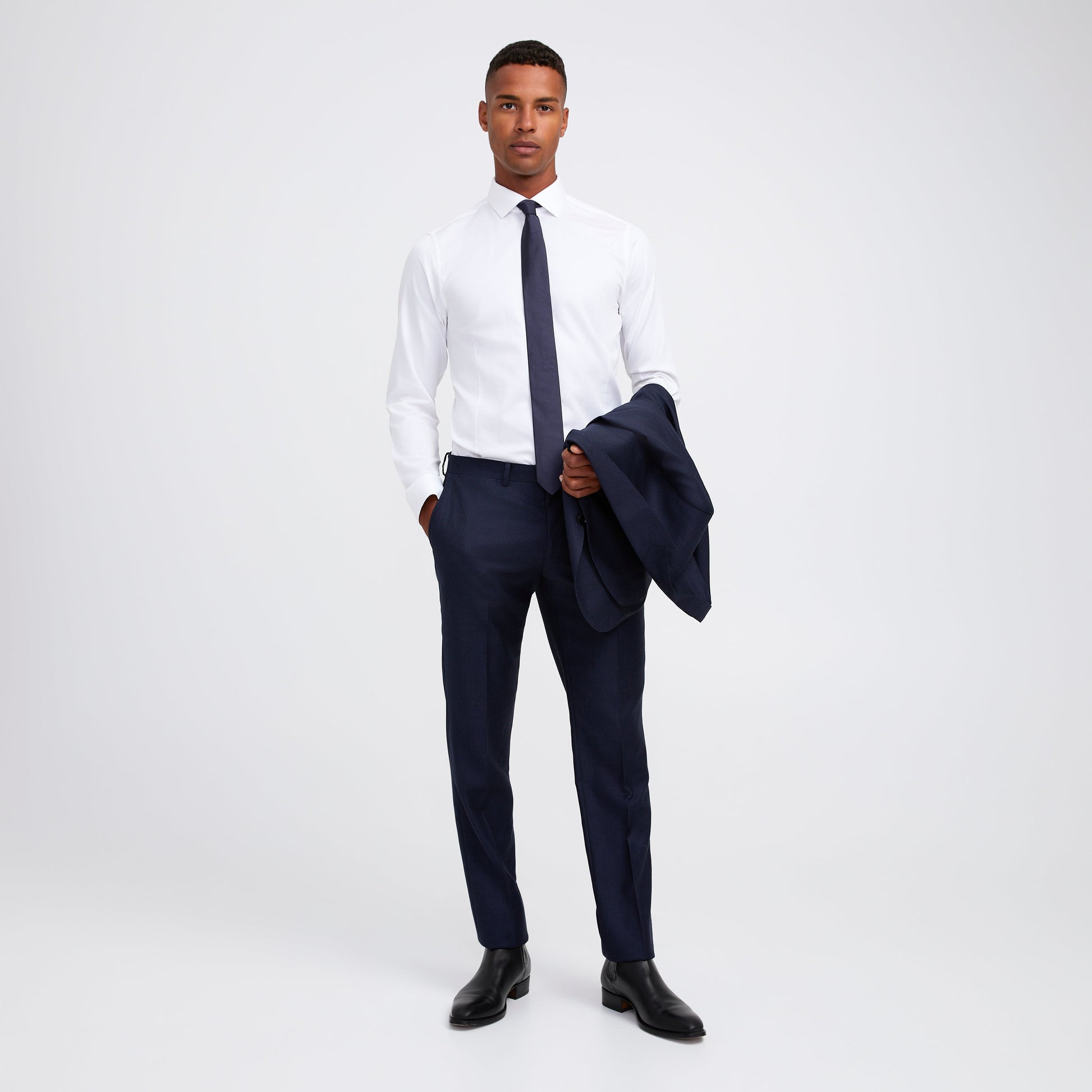 Tonal Basketweave Suit Pant Navy Combo