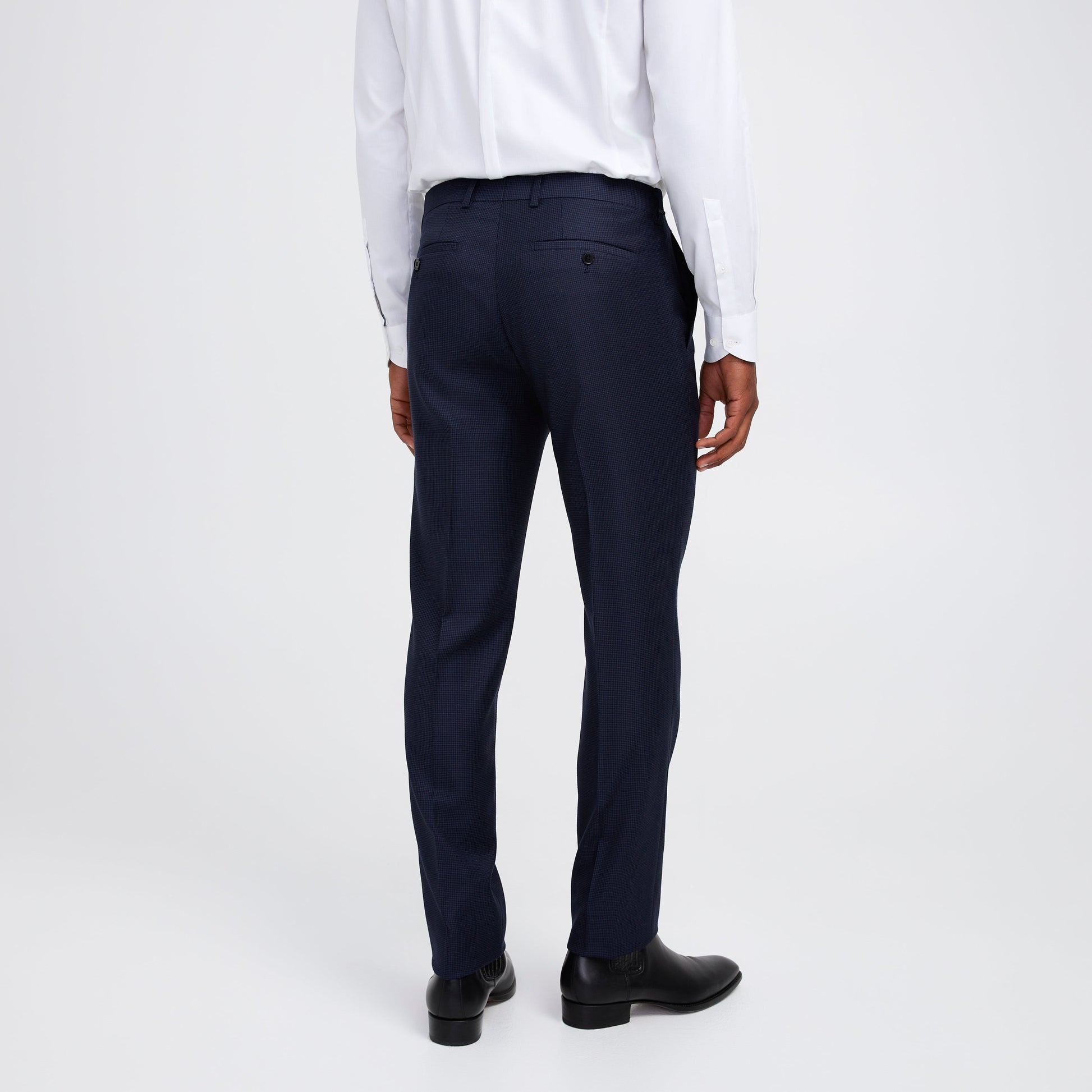 Tonal Basketweave Suit Pant Navy Combo