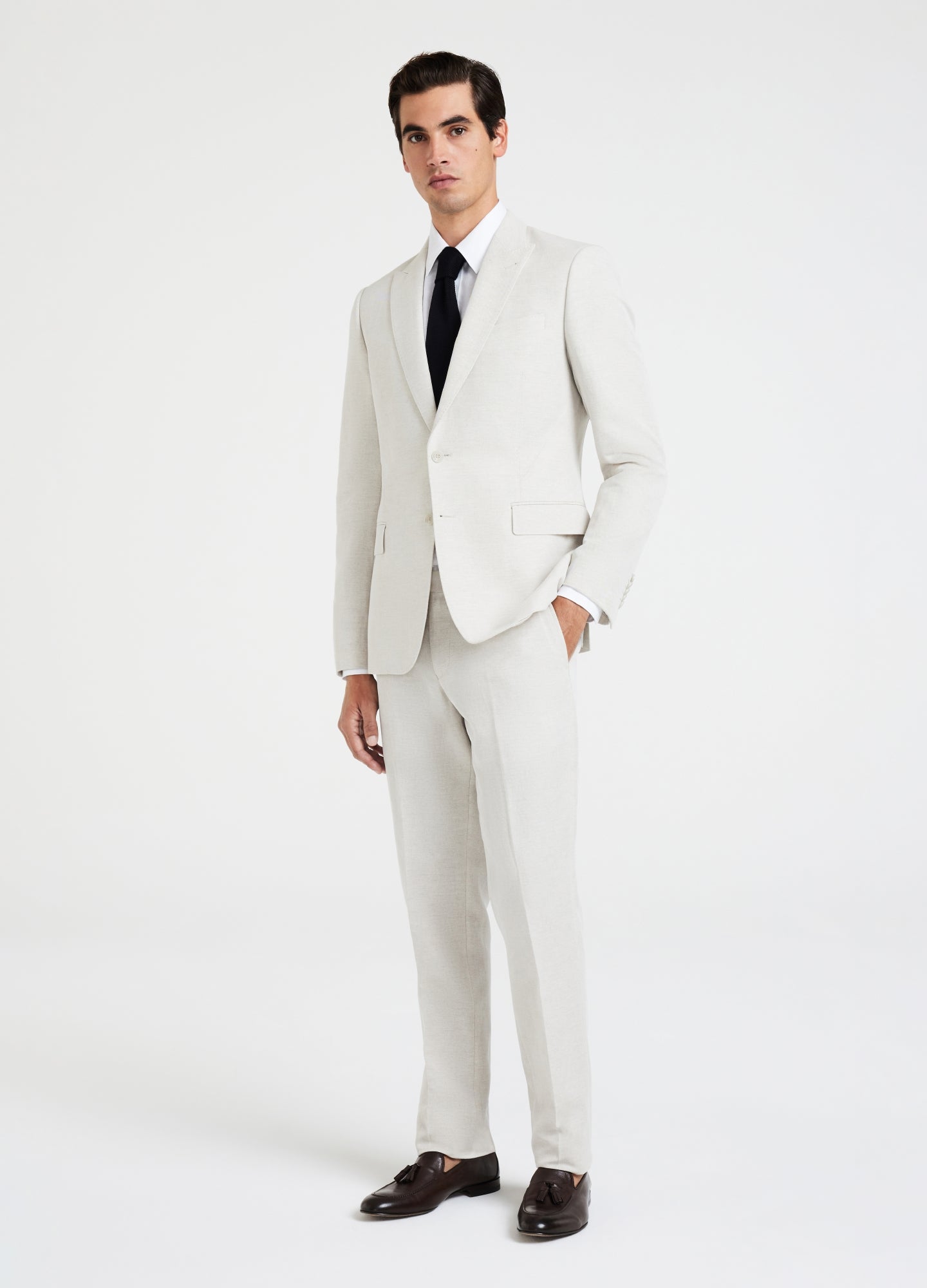 Giacca da abito in twill di lino e cotone naturale