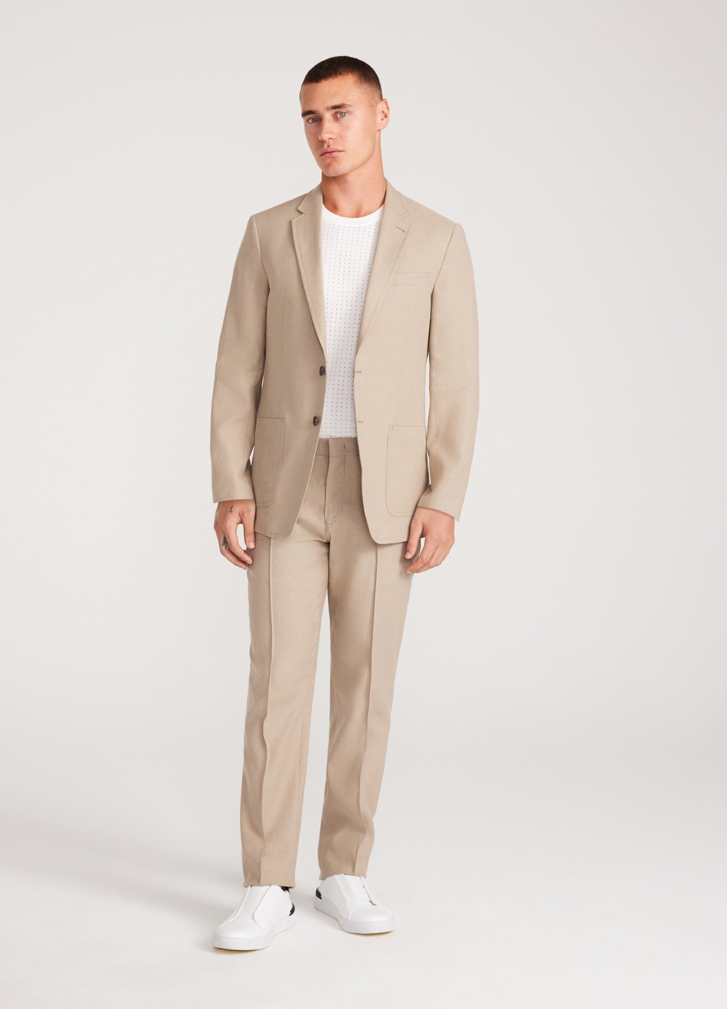 Linen Cotton Crepe Suit Pants Walnut