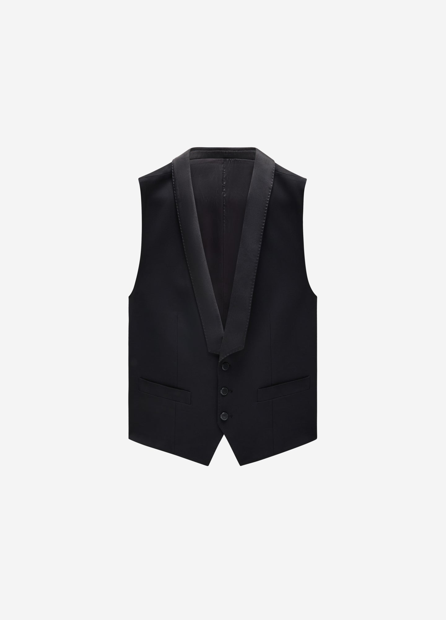 Gilet con revers in raso nero