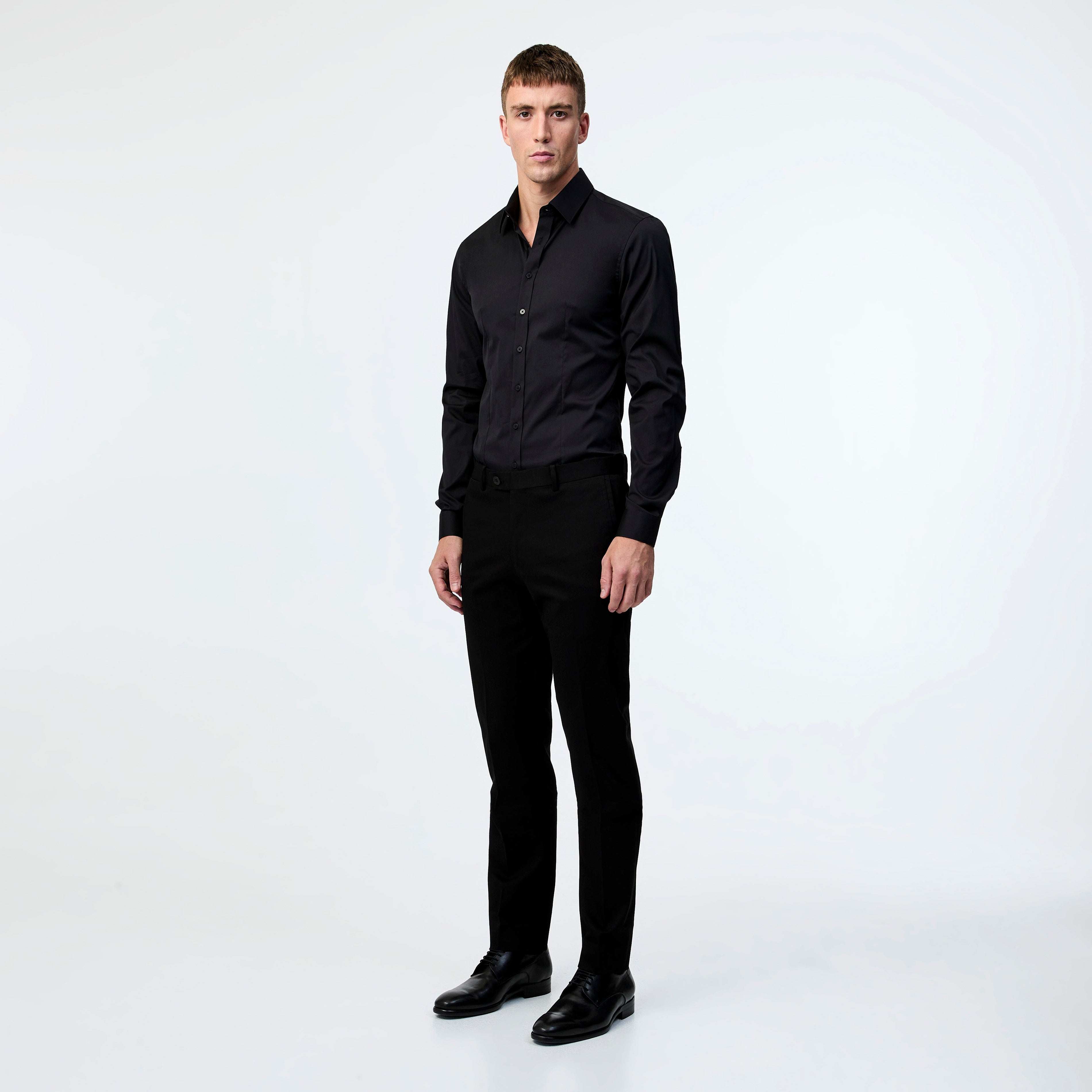 Stretch Cotton Poplin Shirt Black