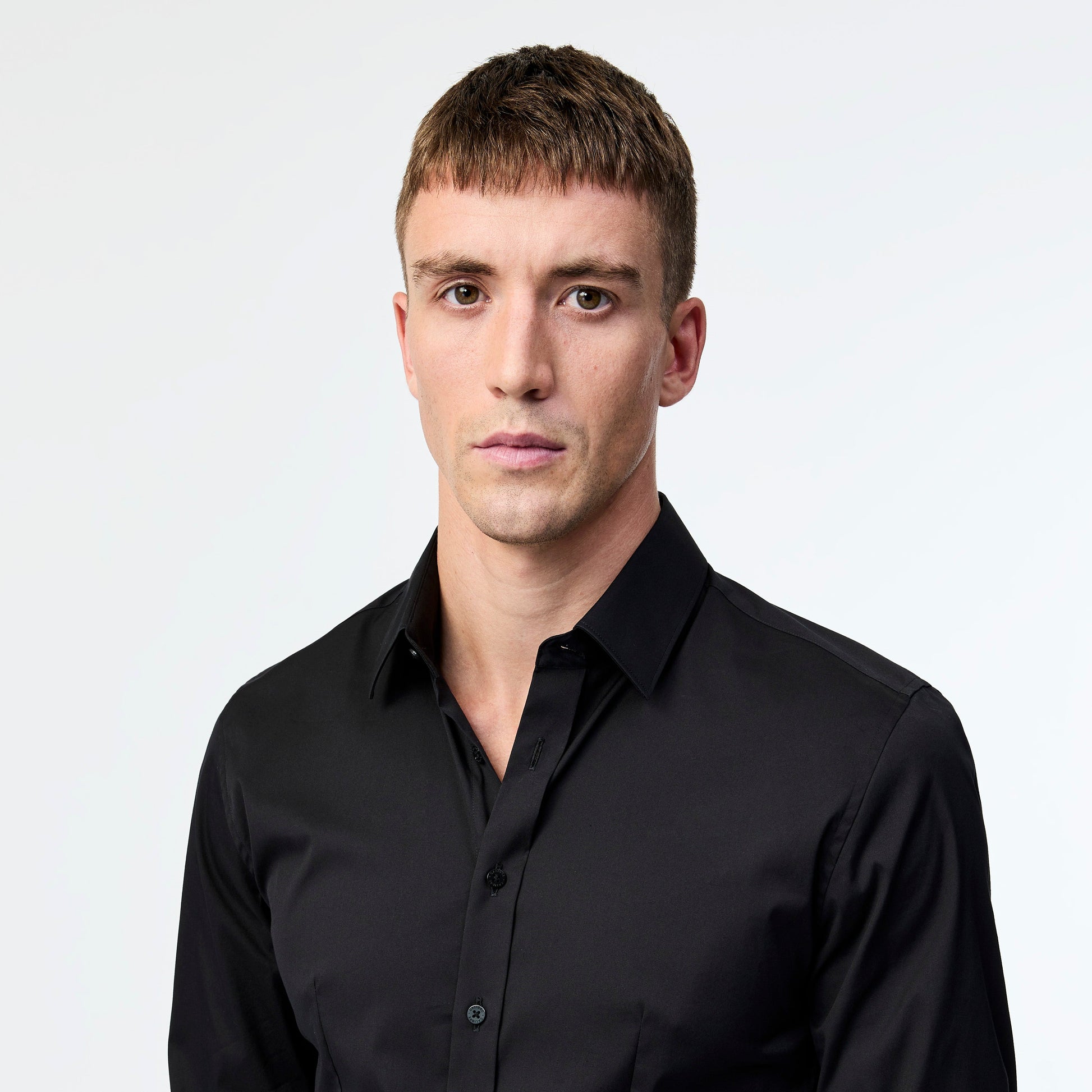 Stretch Cotton Poplin Shirt Black