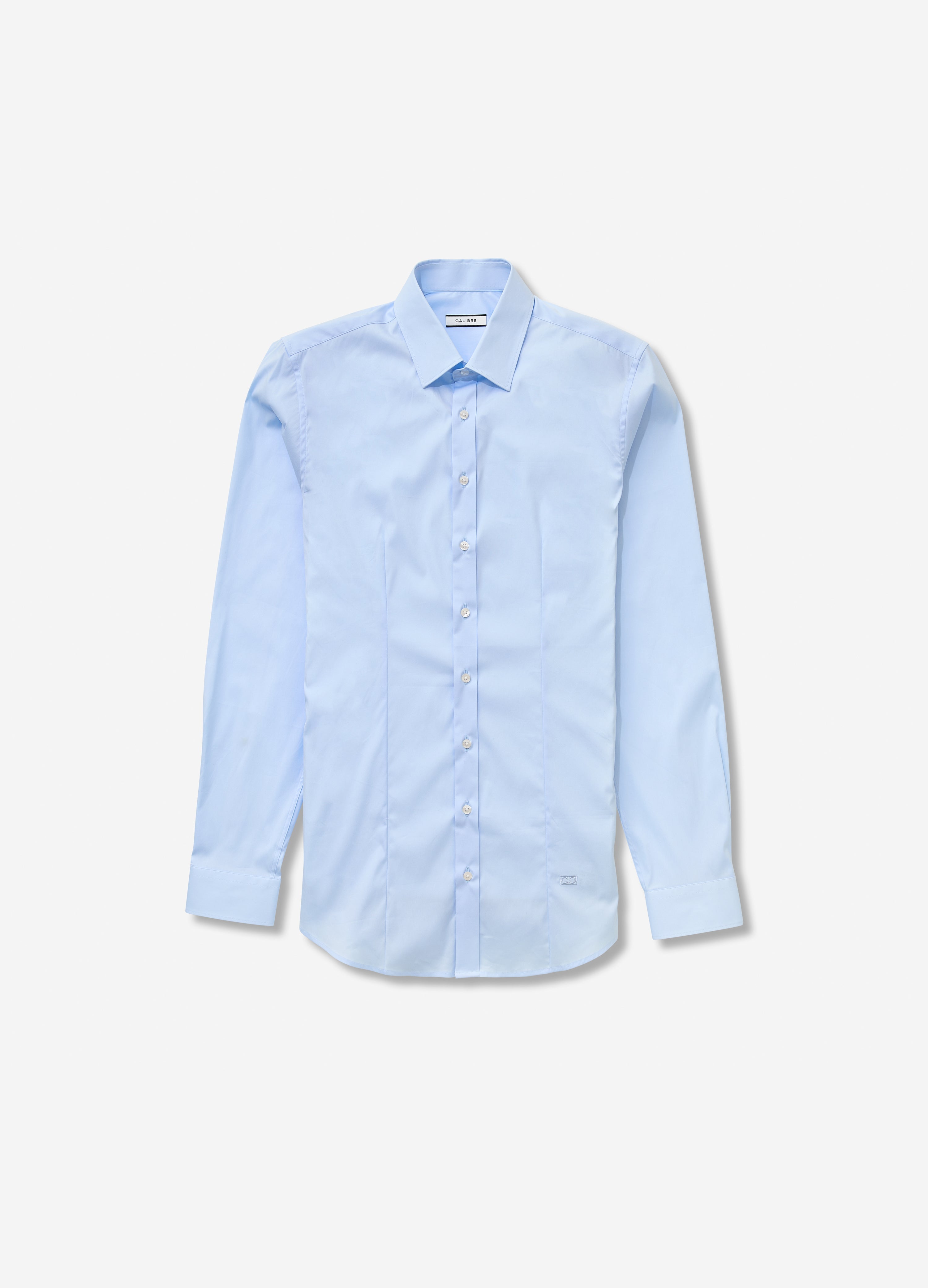 Camicia in popeline di cotone elasticizzato azzurro