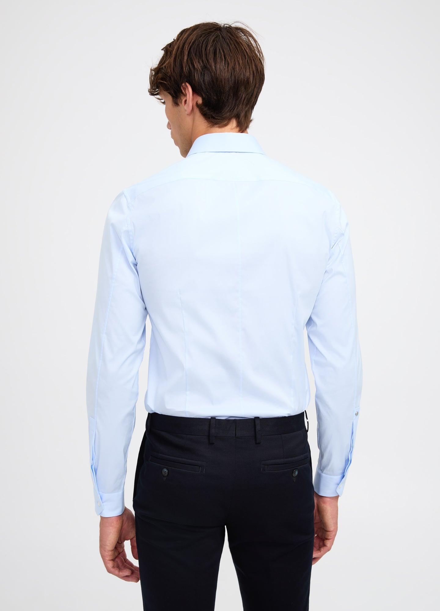 Stretch Cotton Poplin Shirt Light Blue