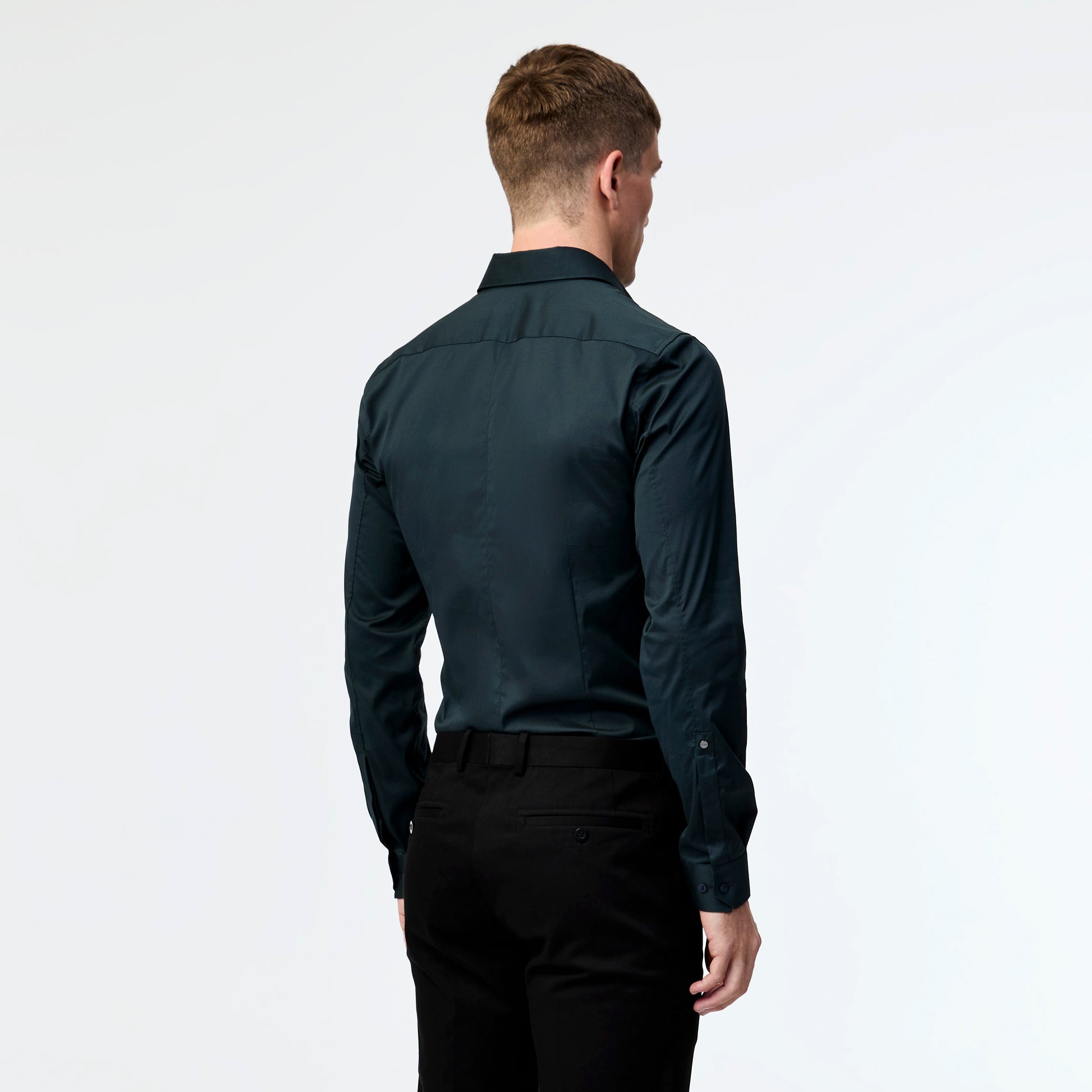 Stretch Cotton Poplin Shirt Dark Green