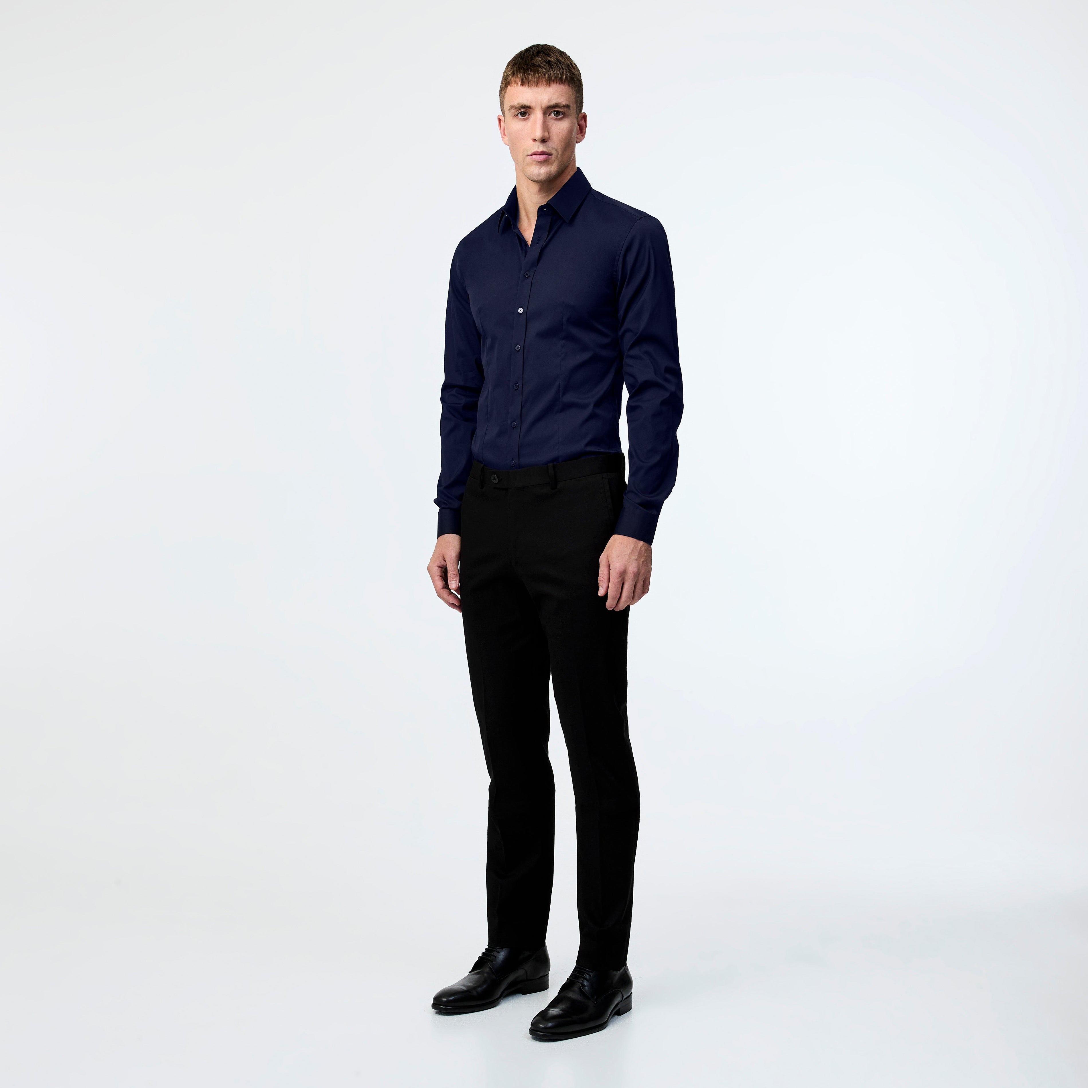 Stretch Cotton Poplin Shirt Navy