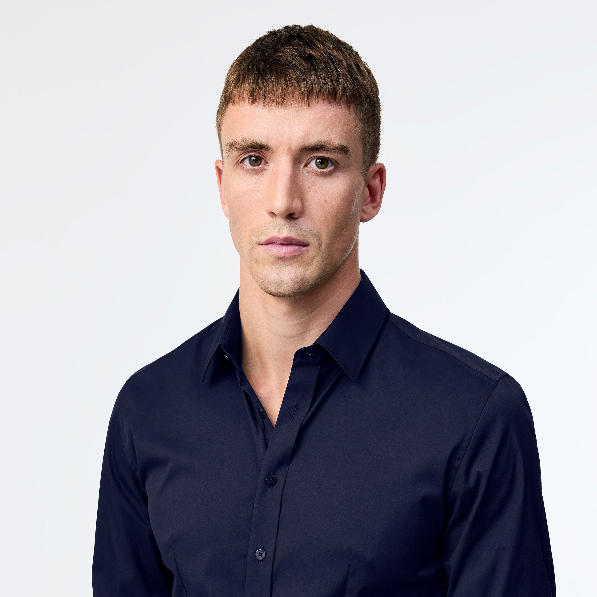 Stretch Cotton Poplin Shirt Navy