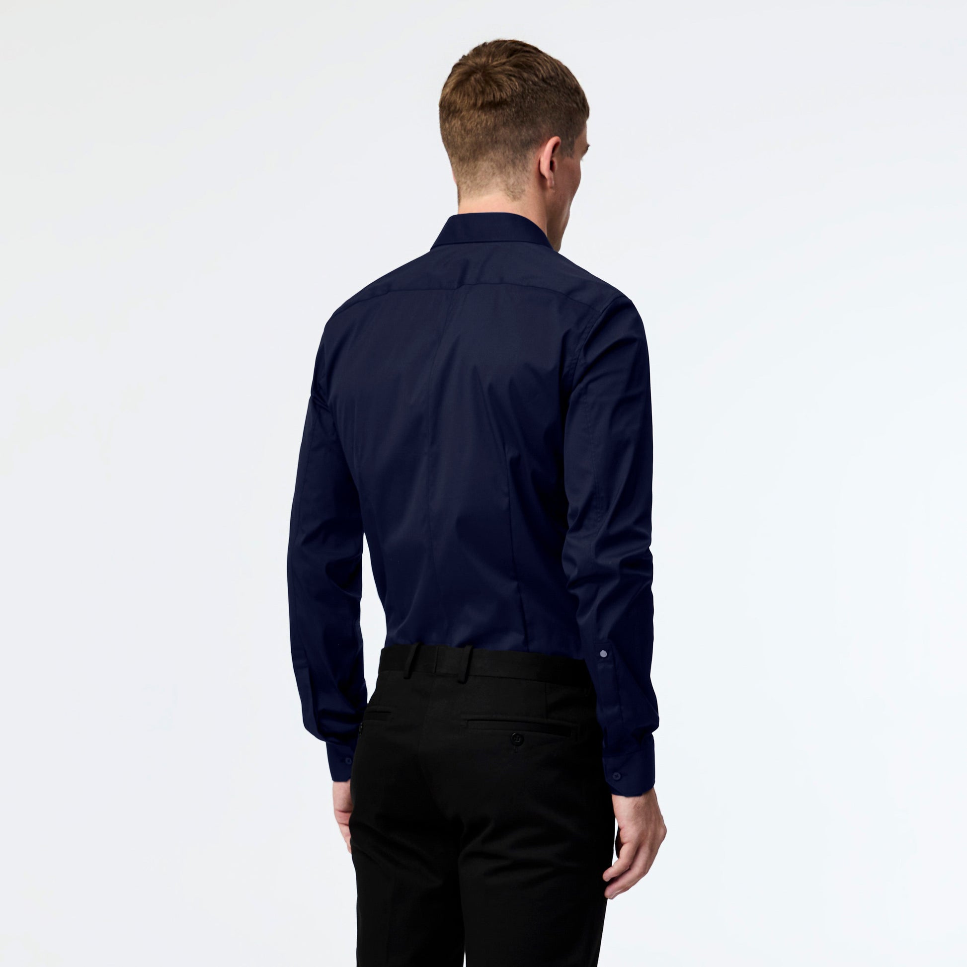Stretch Cotton Poplin Shirt Navy