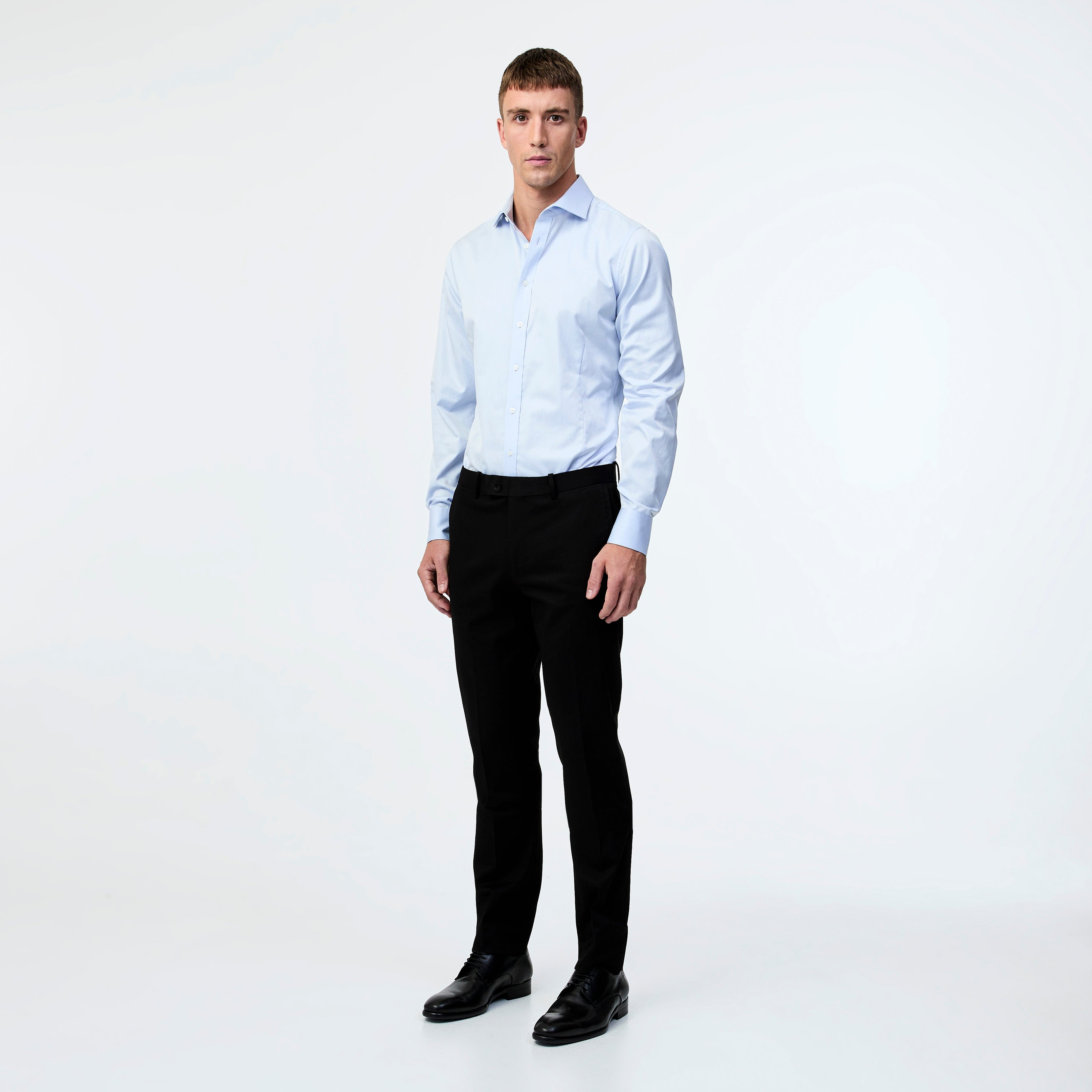 Camicia in twill con vestibilità su misura, blu pallido