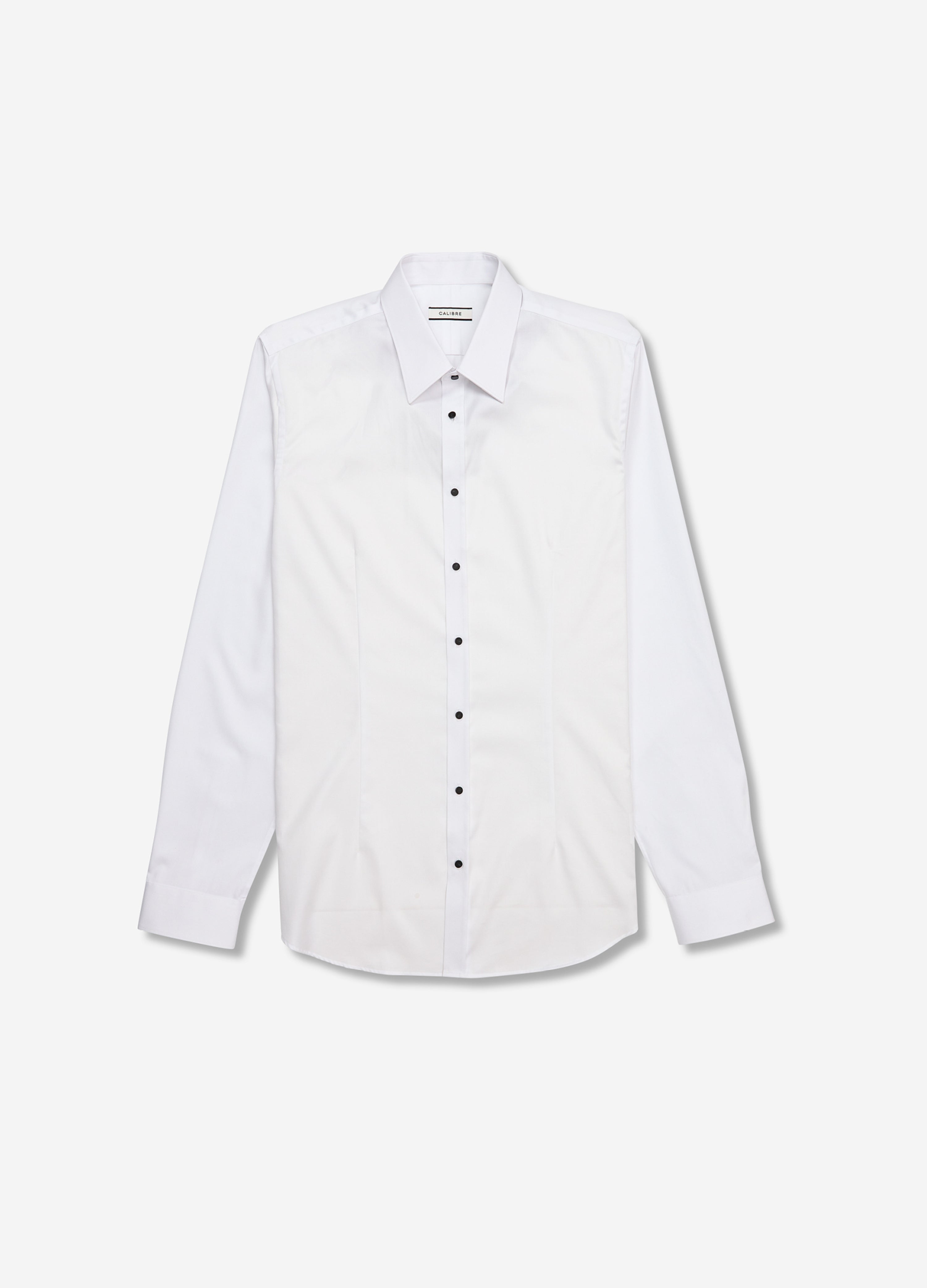 Tailored Fit Studded Twill Evening Shirt White
