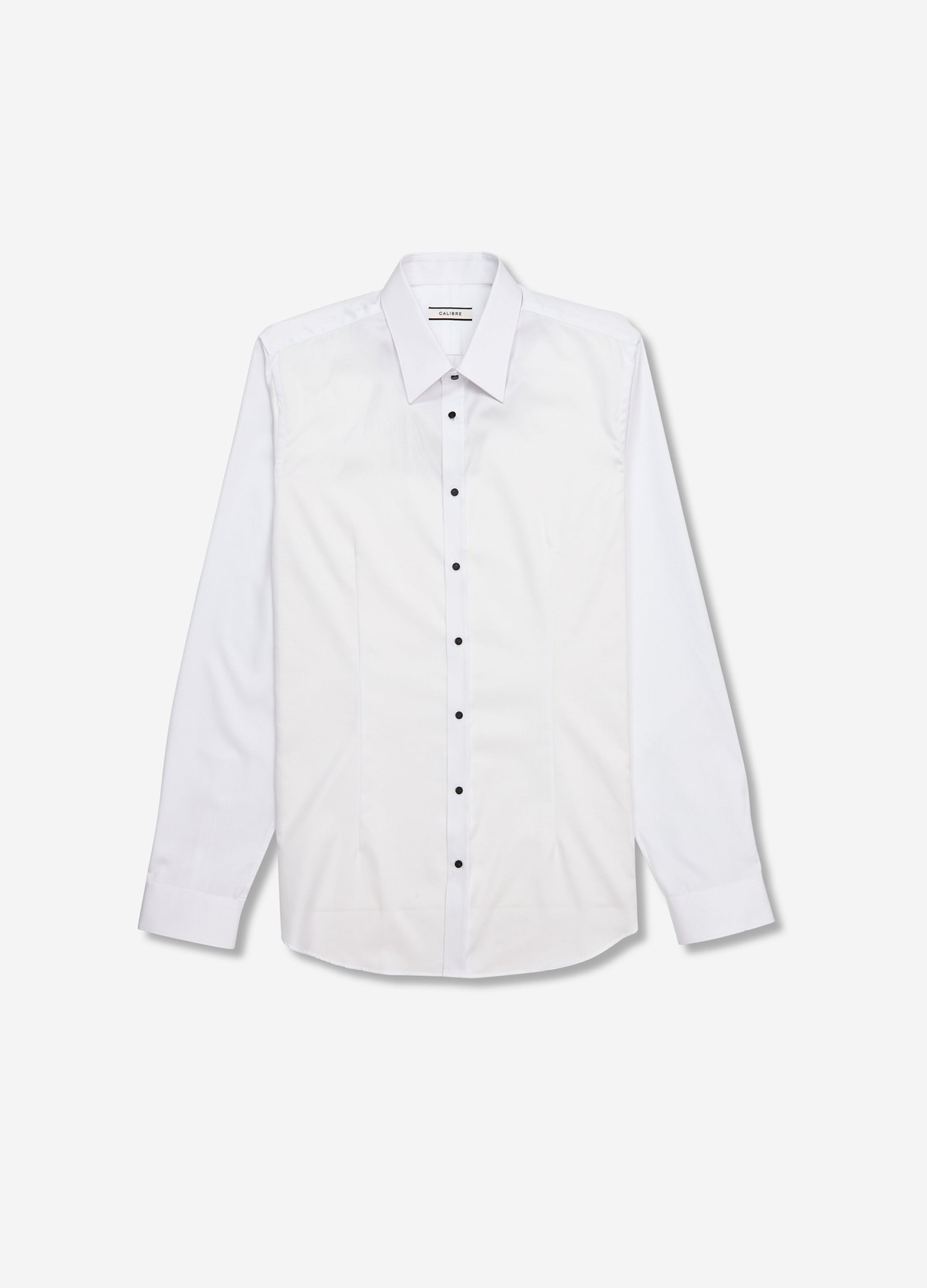 Tailored Fit Studded Twill Evening Shirt White