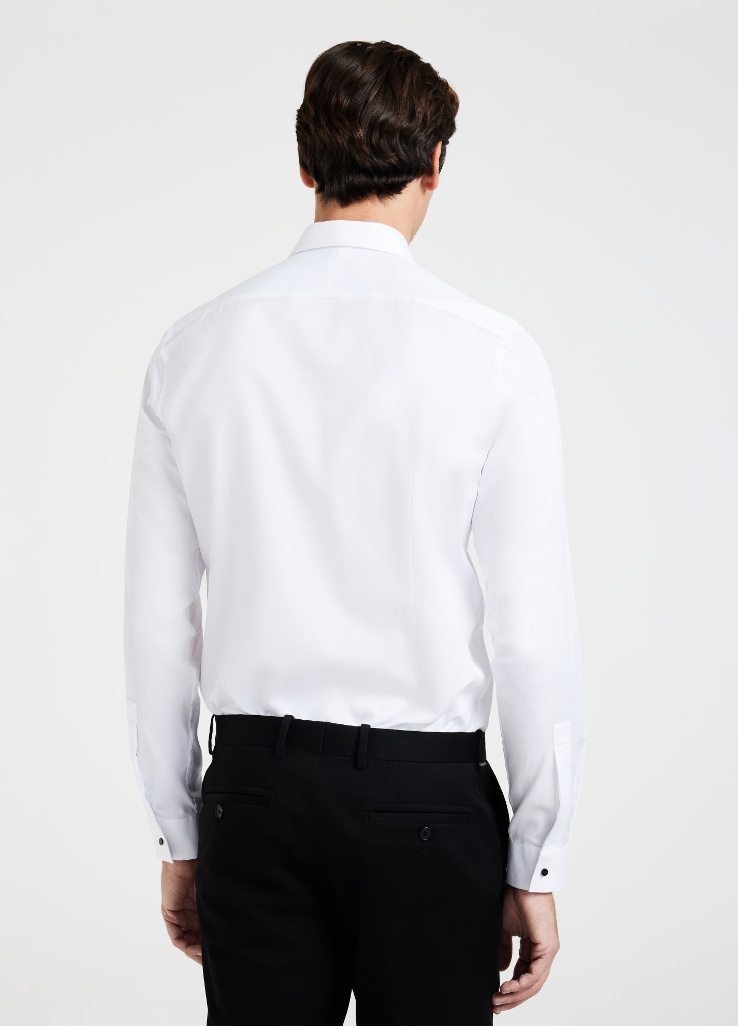Tailored Fit Studded Twill Evening Shirt White