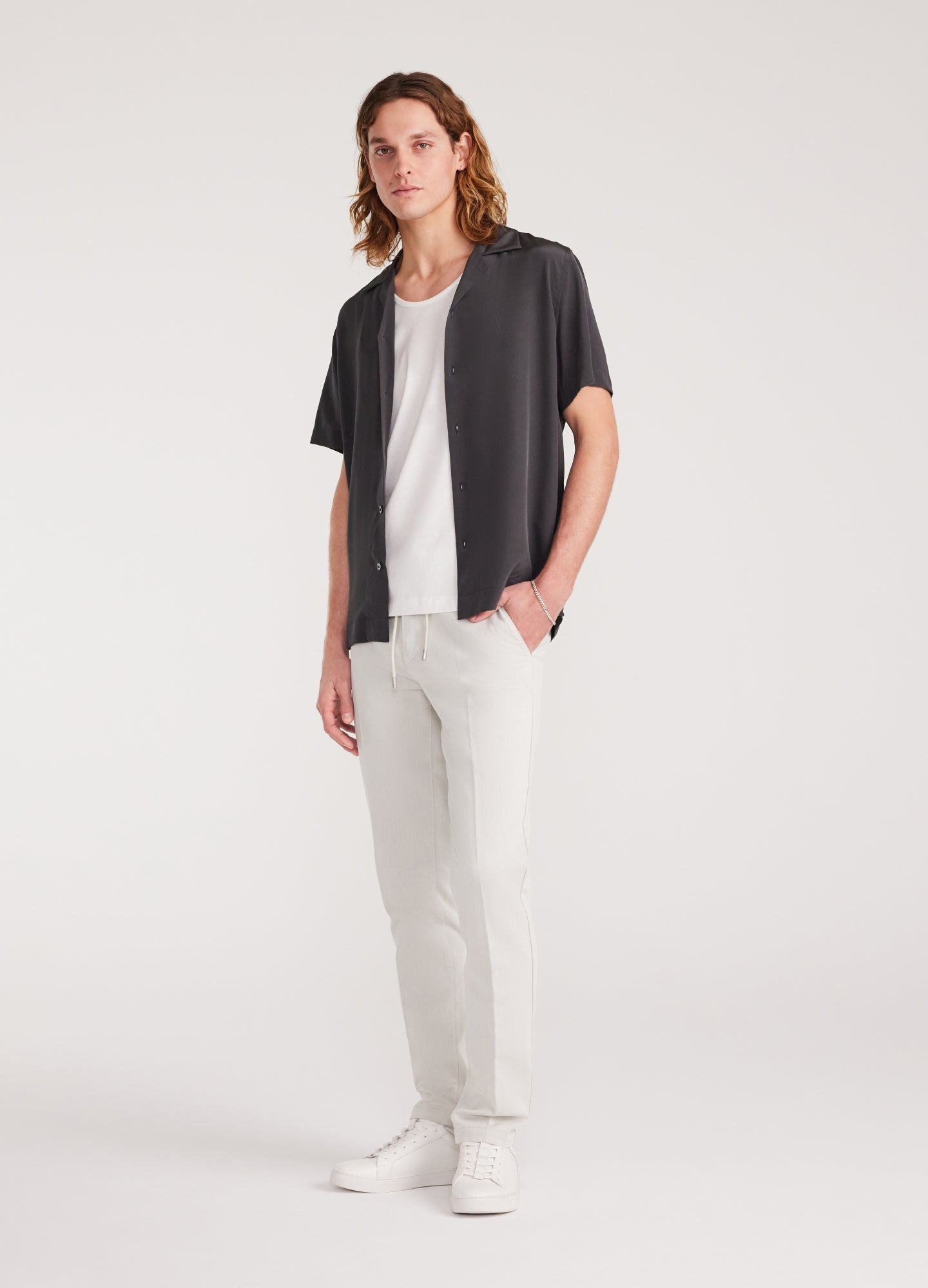 Camp Collar Silk Shirt Thyme
