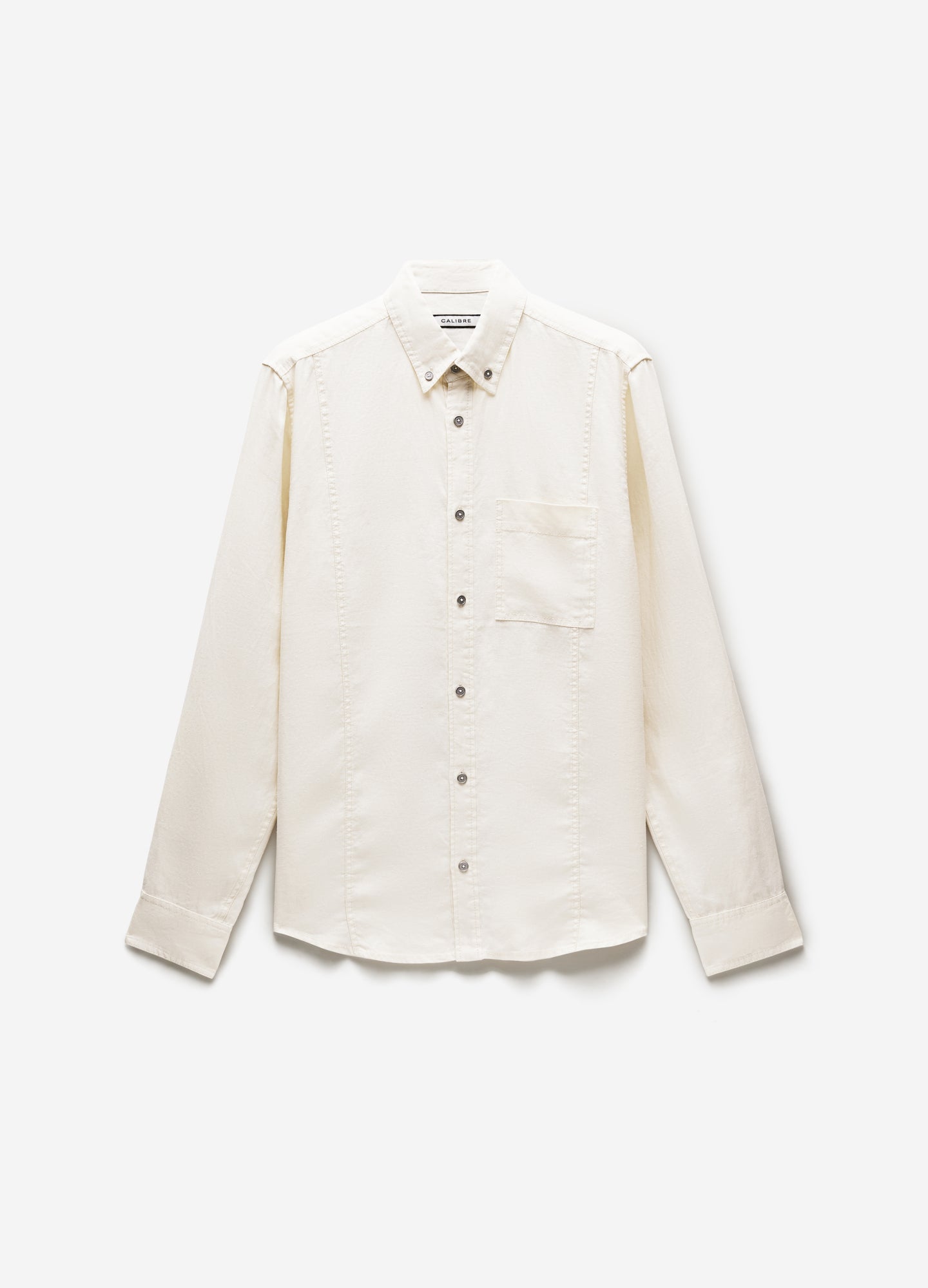 Camicia in lino lavato con bottoni color crema