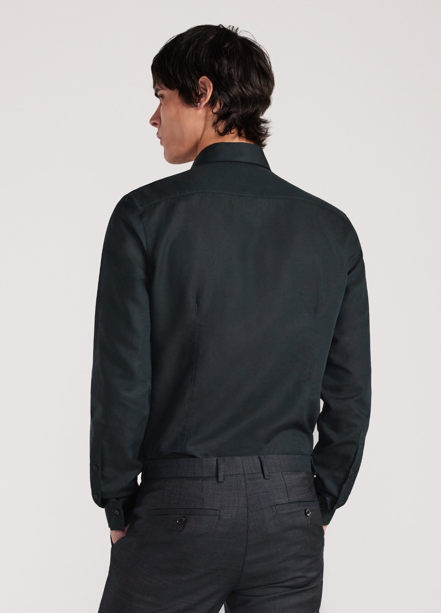 Topstitch Cotton Linen Shirt Dark Khaki