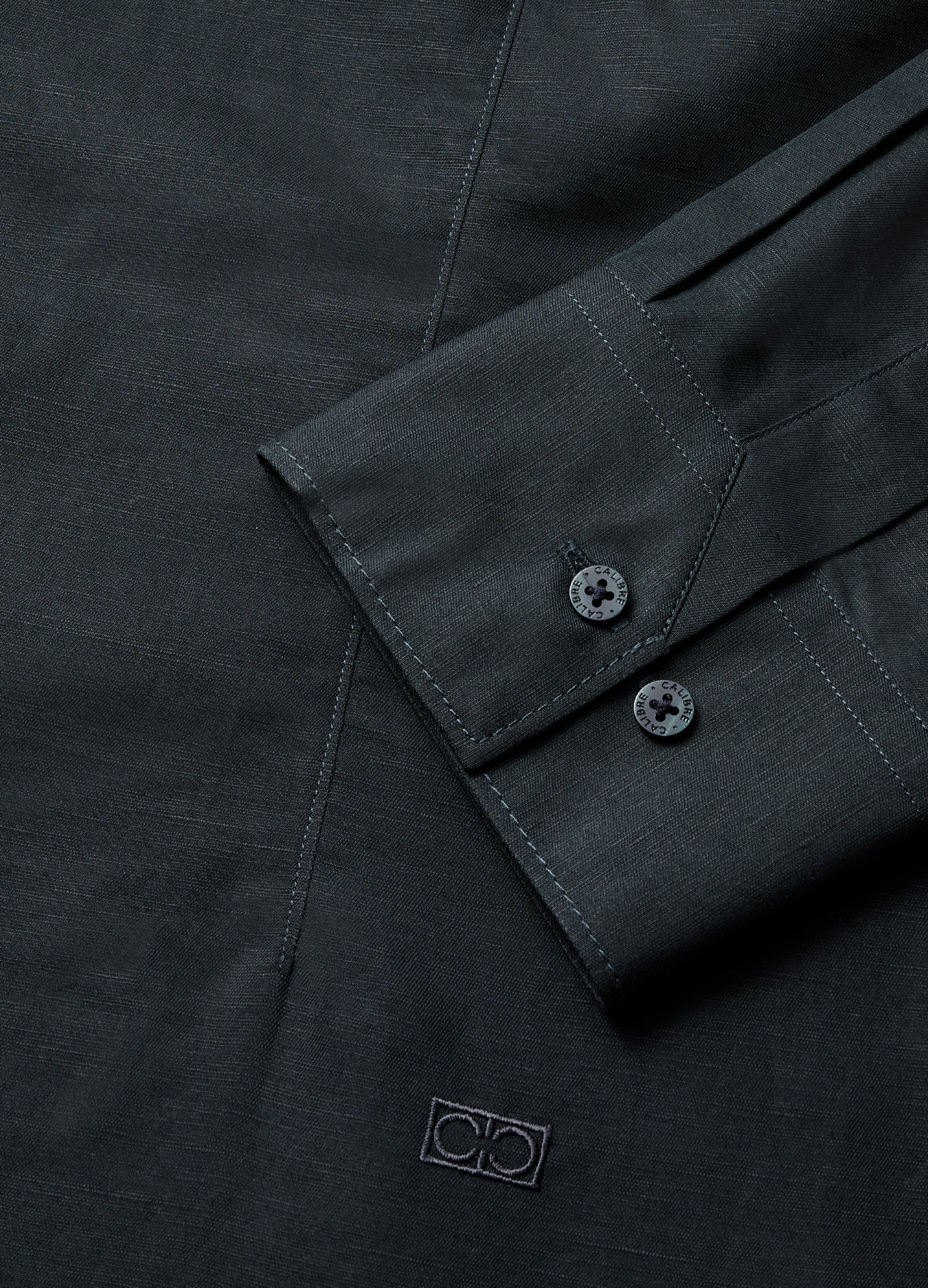 Topstitch Cotton Linen Shirt Dark Khaki
