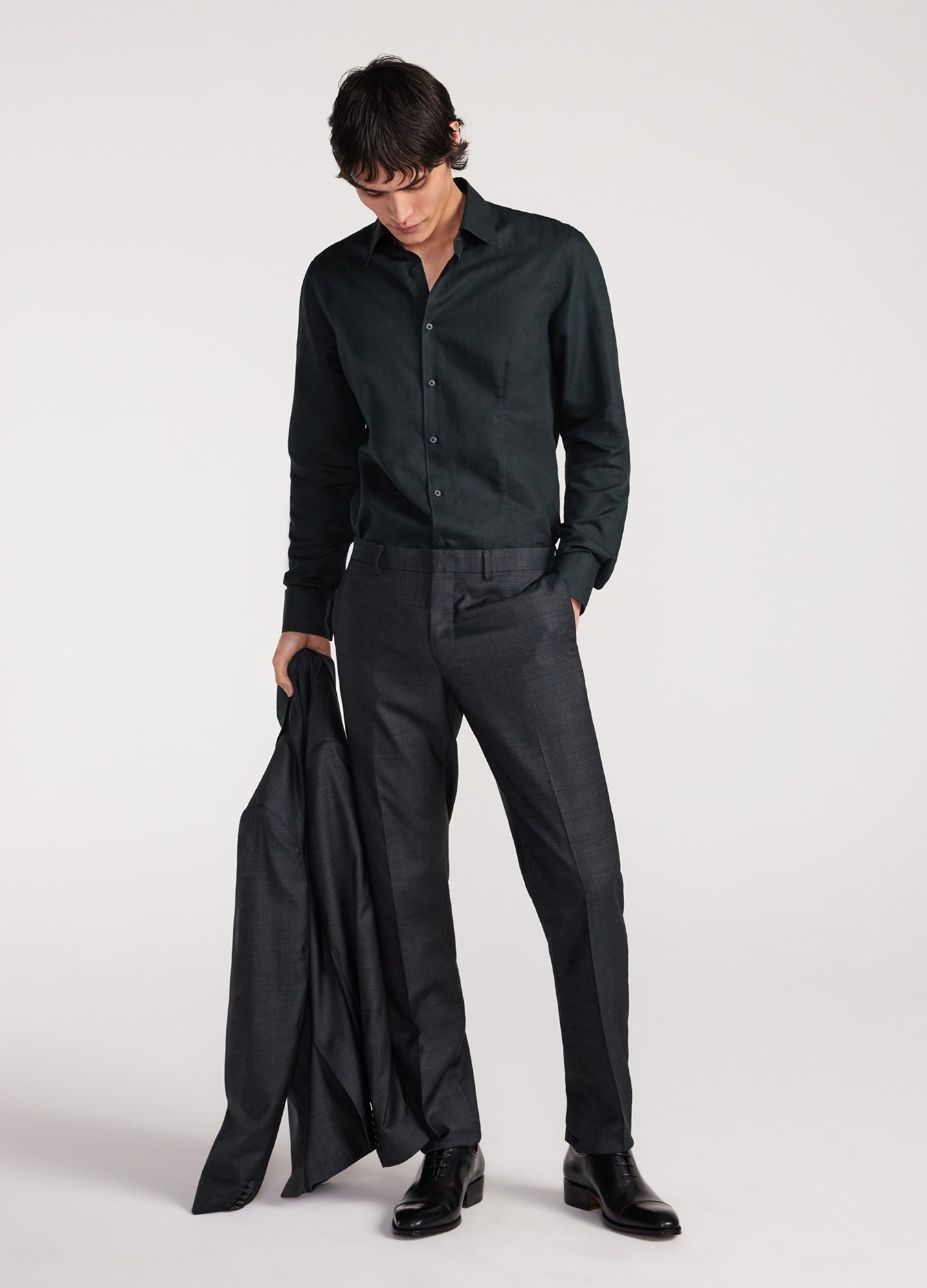Topstitch Cotton Linen Shirt Dark Khaki