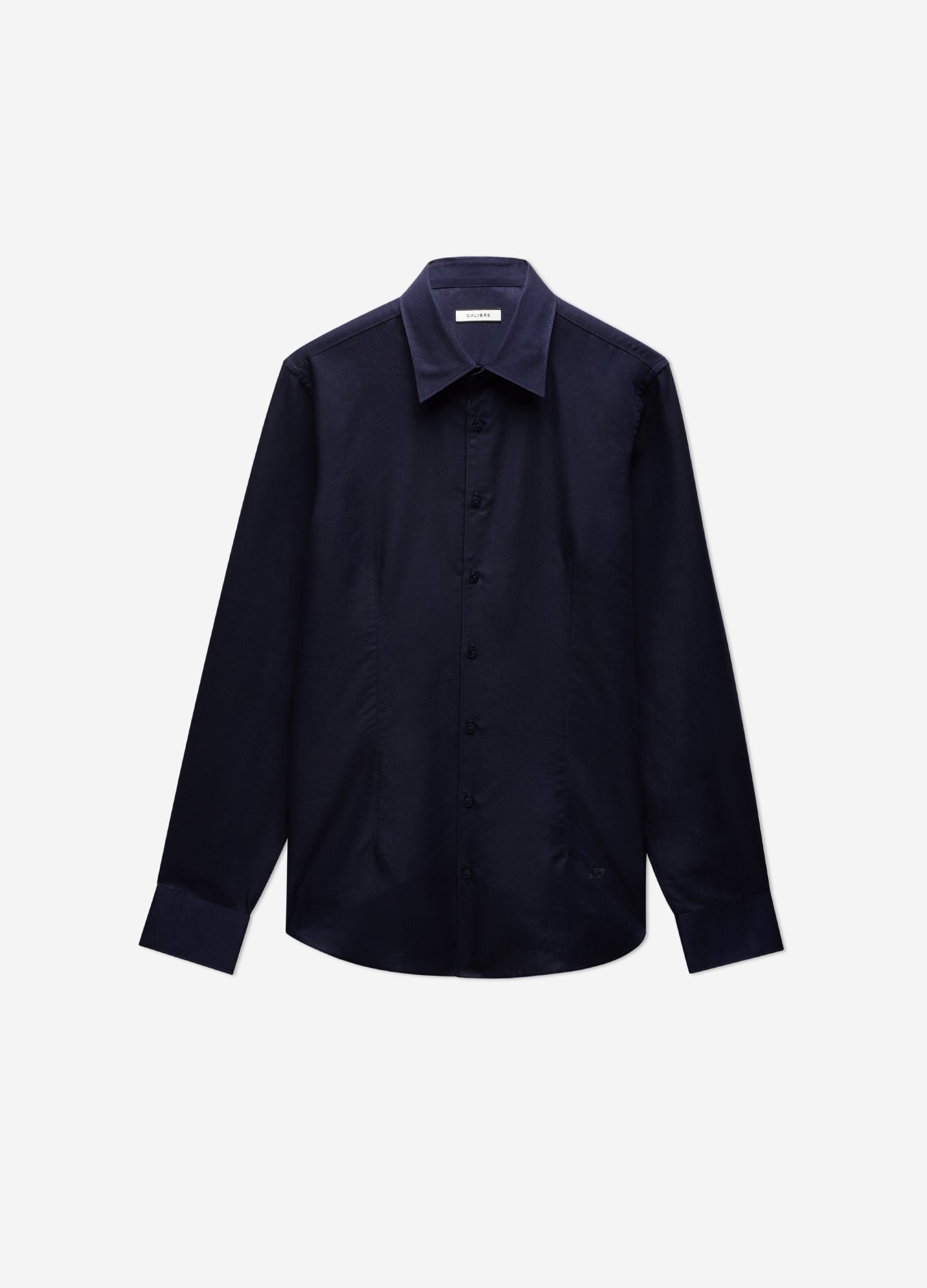 Camicia in cotone e lino con impunture Blu scuro