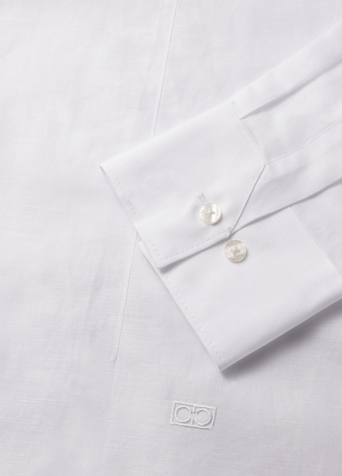 Topstitch Cotton Linen Shirt White