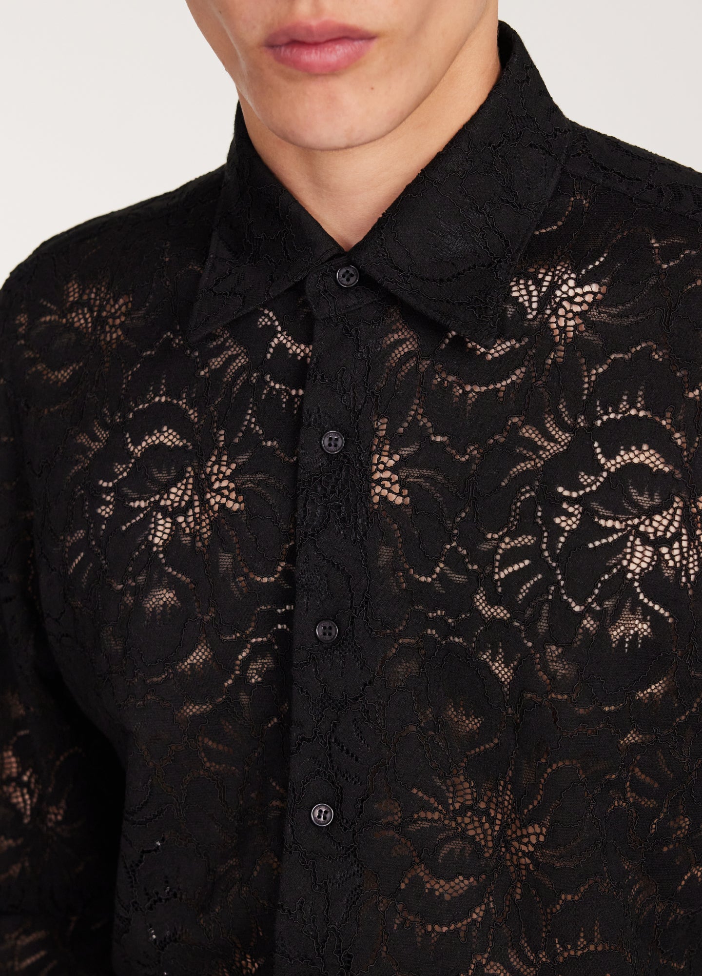 Stretch Lace Shirt Black