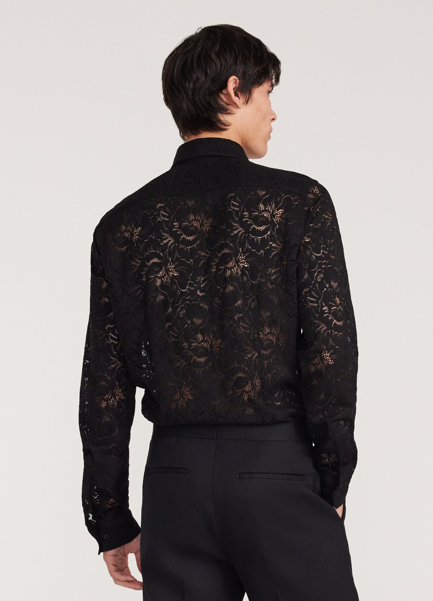Stretch Lace Shirt Black