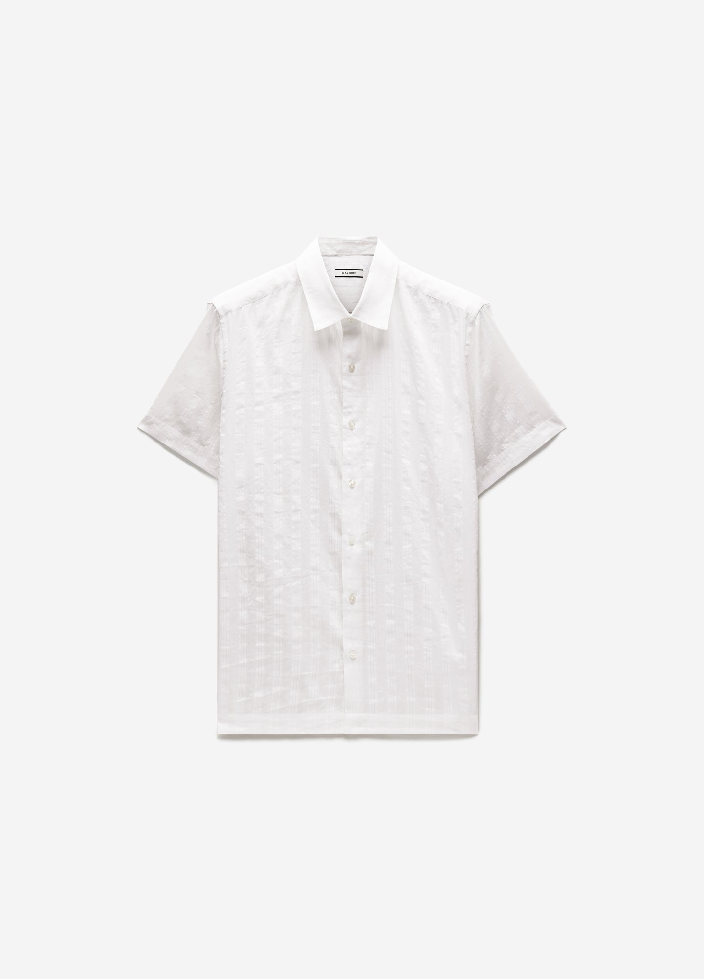 Camicia a maniche corte a righe trasparenti bianca