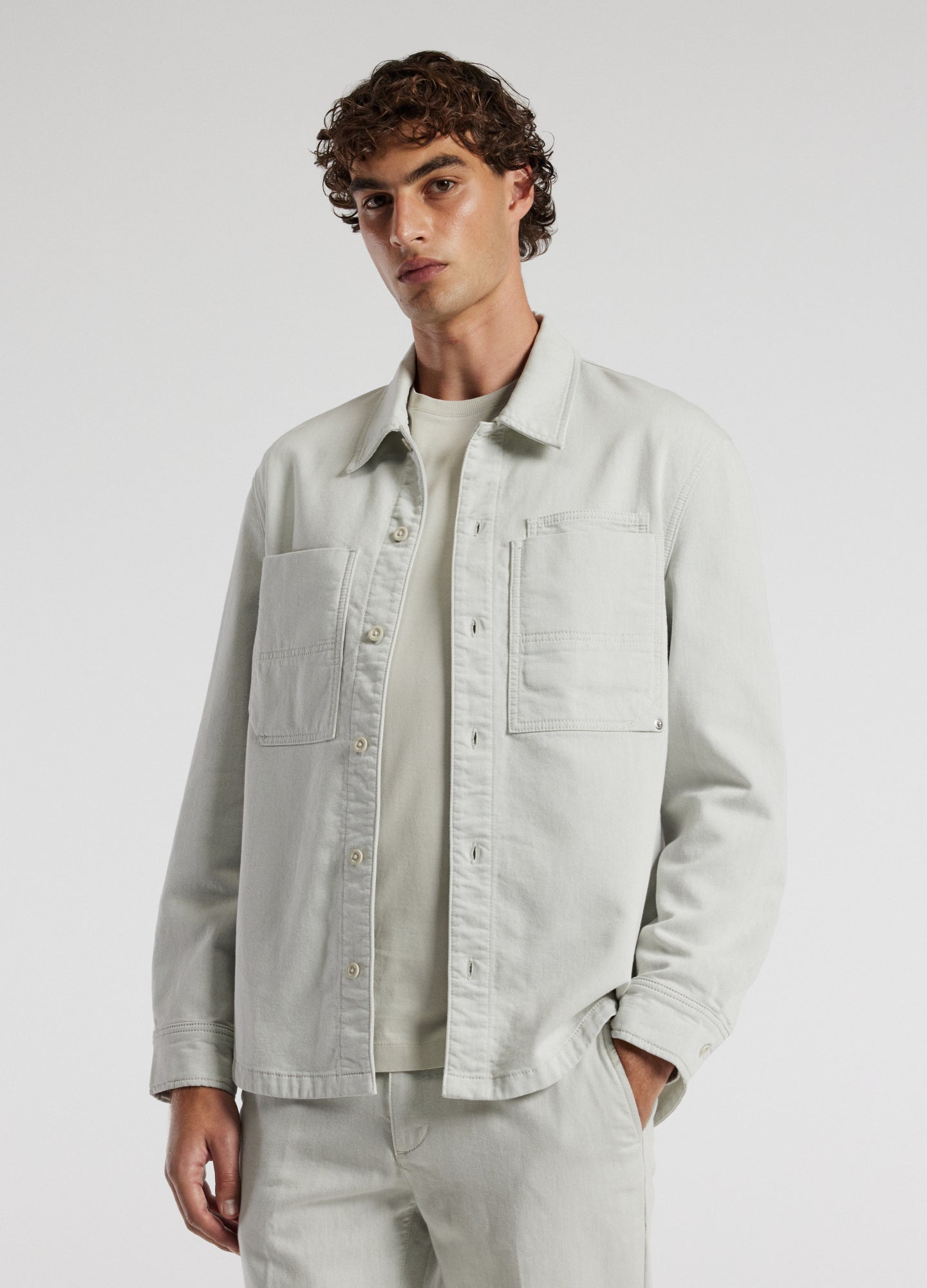 Dobby Denim Overshirt Almond