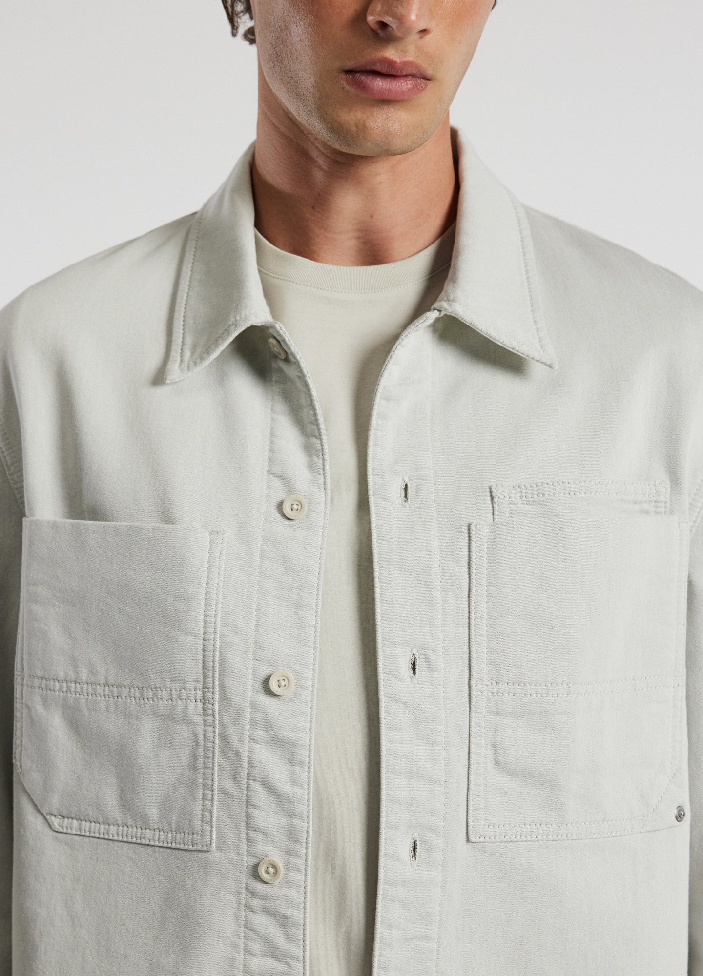 Dobby Denim Overshirt Almond