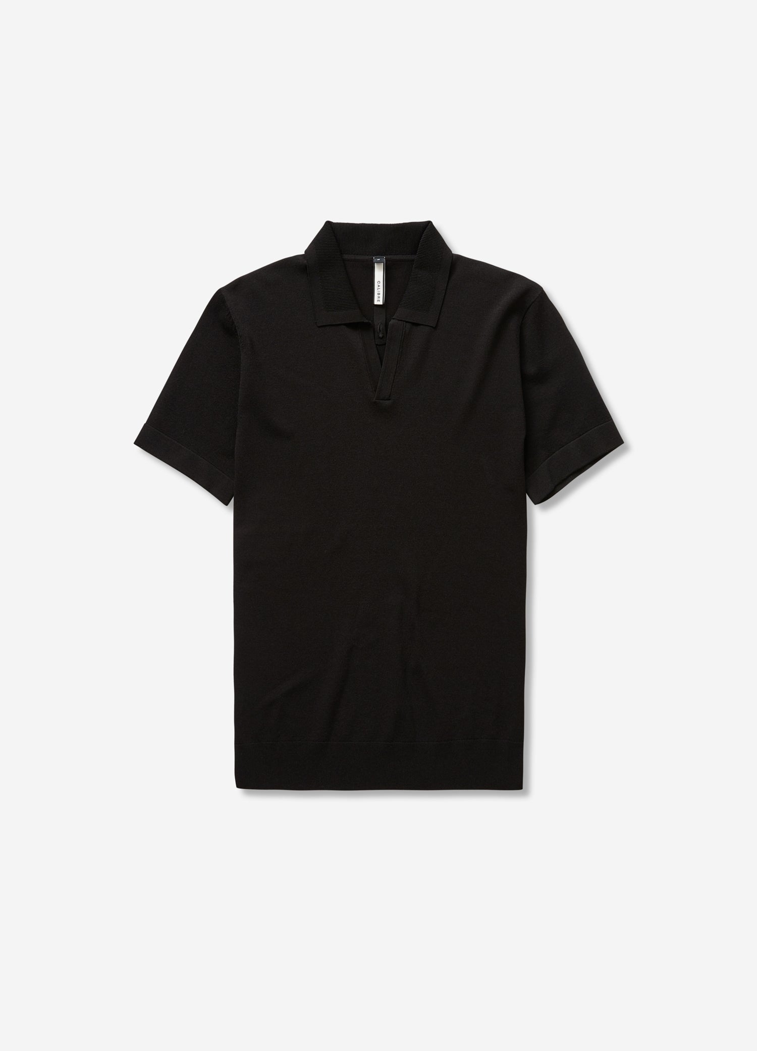 Rib Collar Tech Knit Polo Black