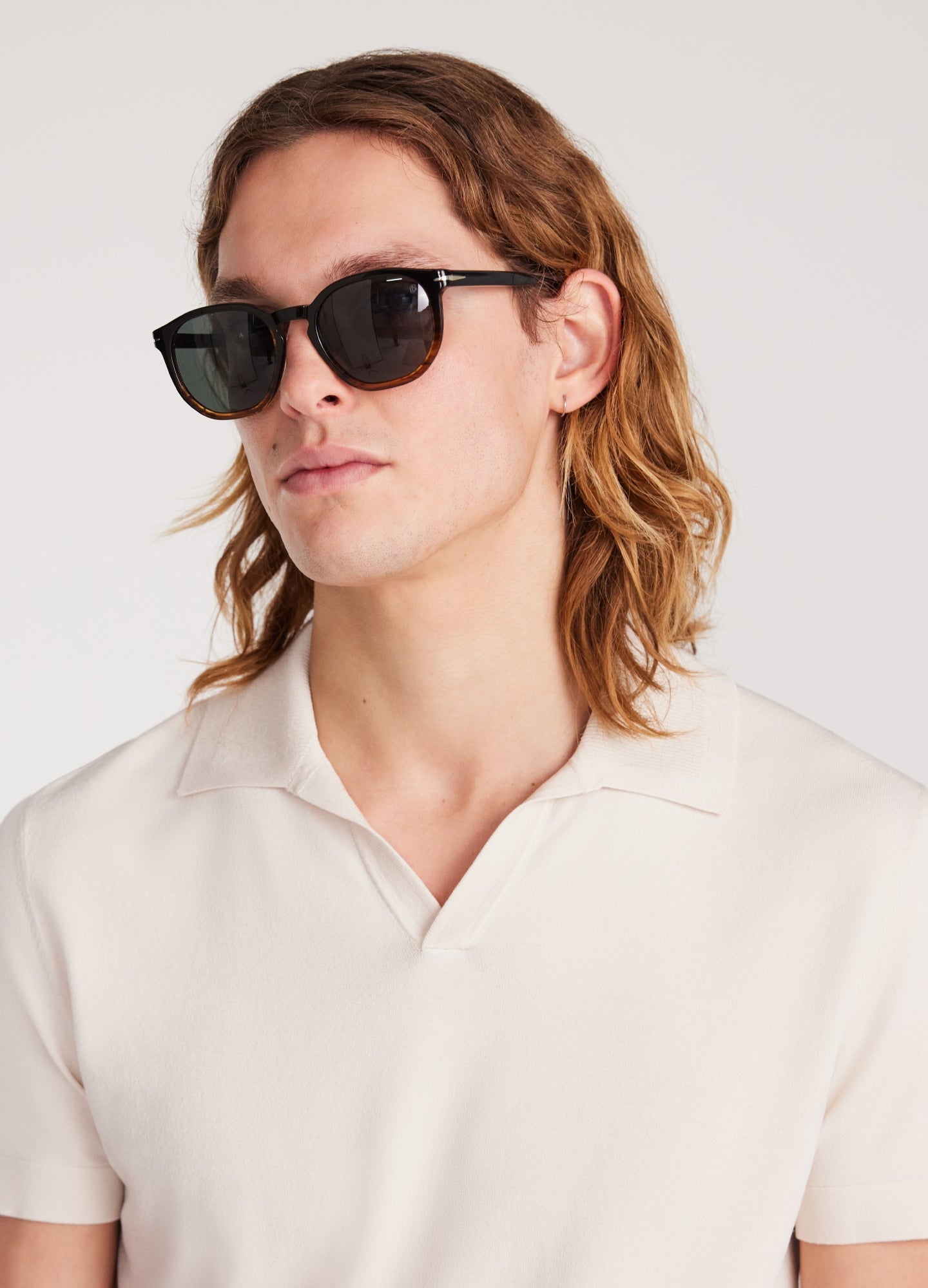Rib Collar Tech Knit Polo Parchment