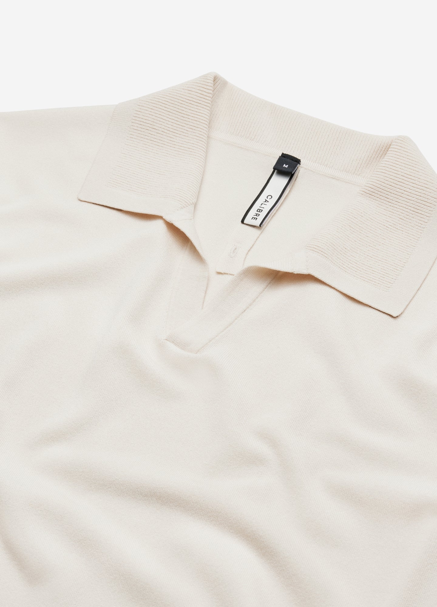 Rib Collar Tech Knit Polo Parchment