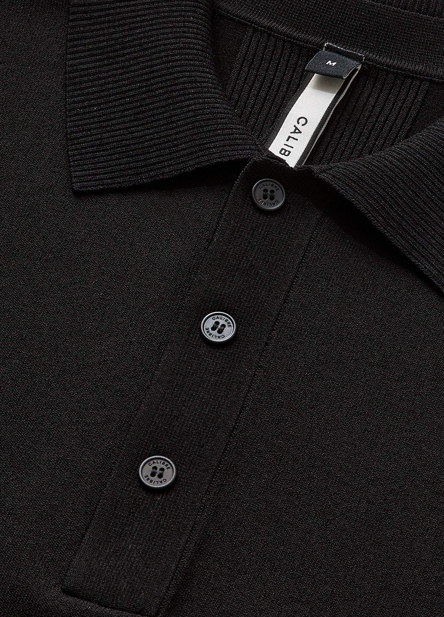 Long Sleeved Tech Knit Polo Black