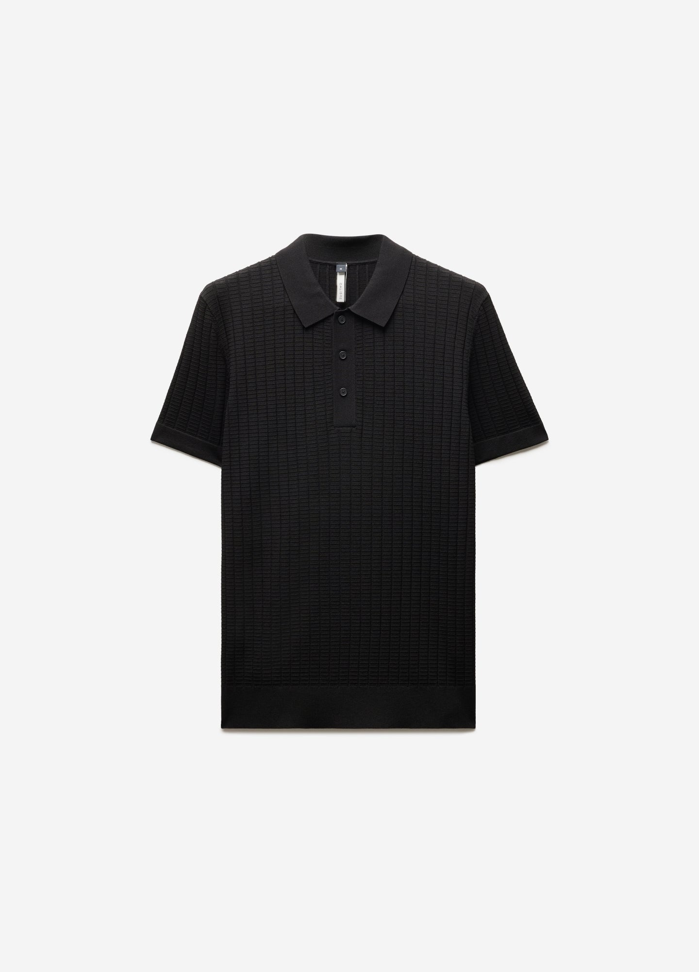 Polo in maglia tecnica a coste testurizzate nera