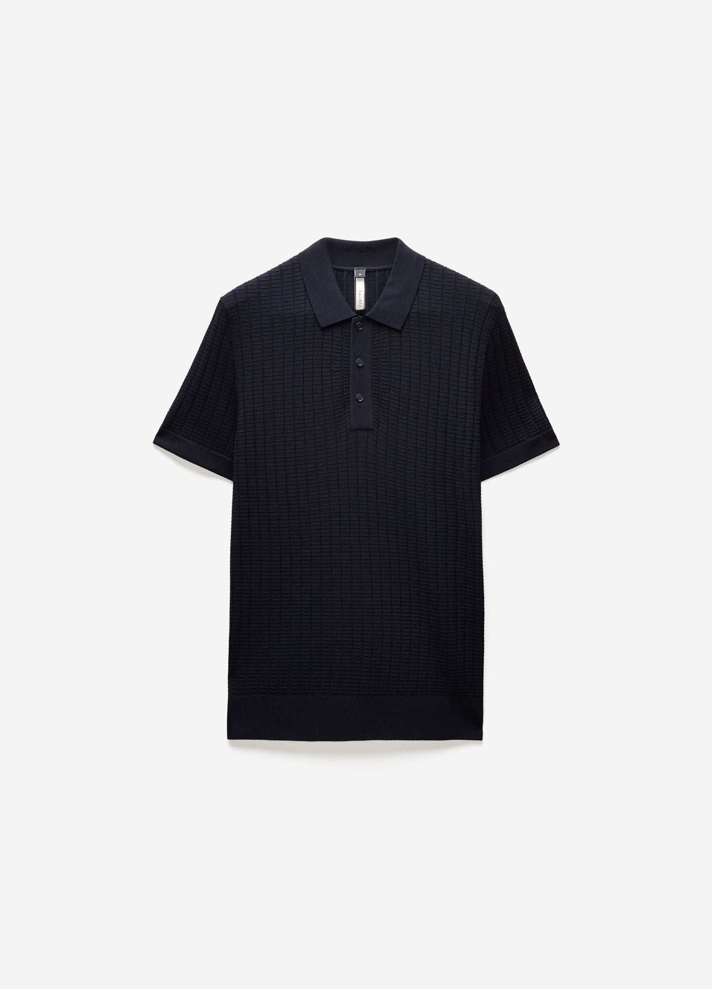 Polo in maglia tecnica a coste testurizzate blu navy